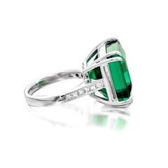 Minor Oil Colombian Emerald & Diamond Platinum Ring – GRS Certified 11.41