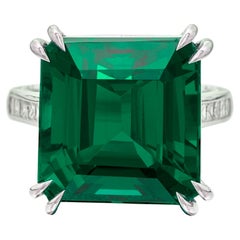 Minor Oil Colombian Emerald & Diamond Platinum Ring – GRS Certified 11.41