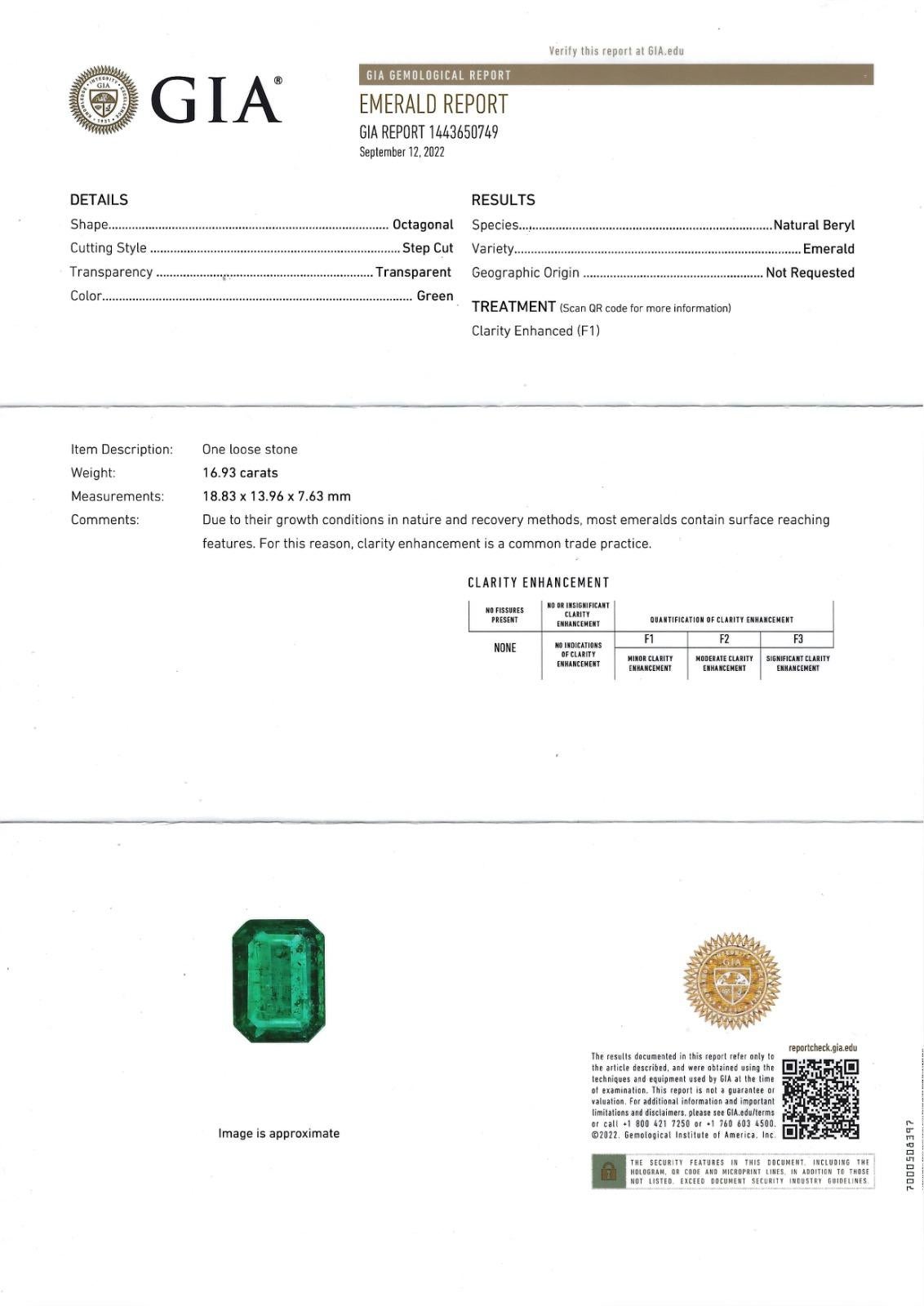 Minor Oil GIA Certified 16 Carat Green Emerald Cut Diamond Ring For Sale 1
