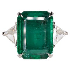 Minor Öl GIA zertifiziert 16 Karat Diamantring mit grünem Smaragdschliff