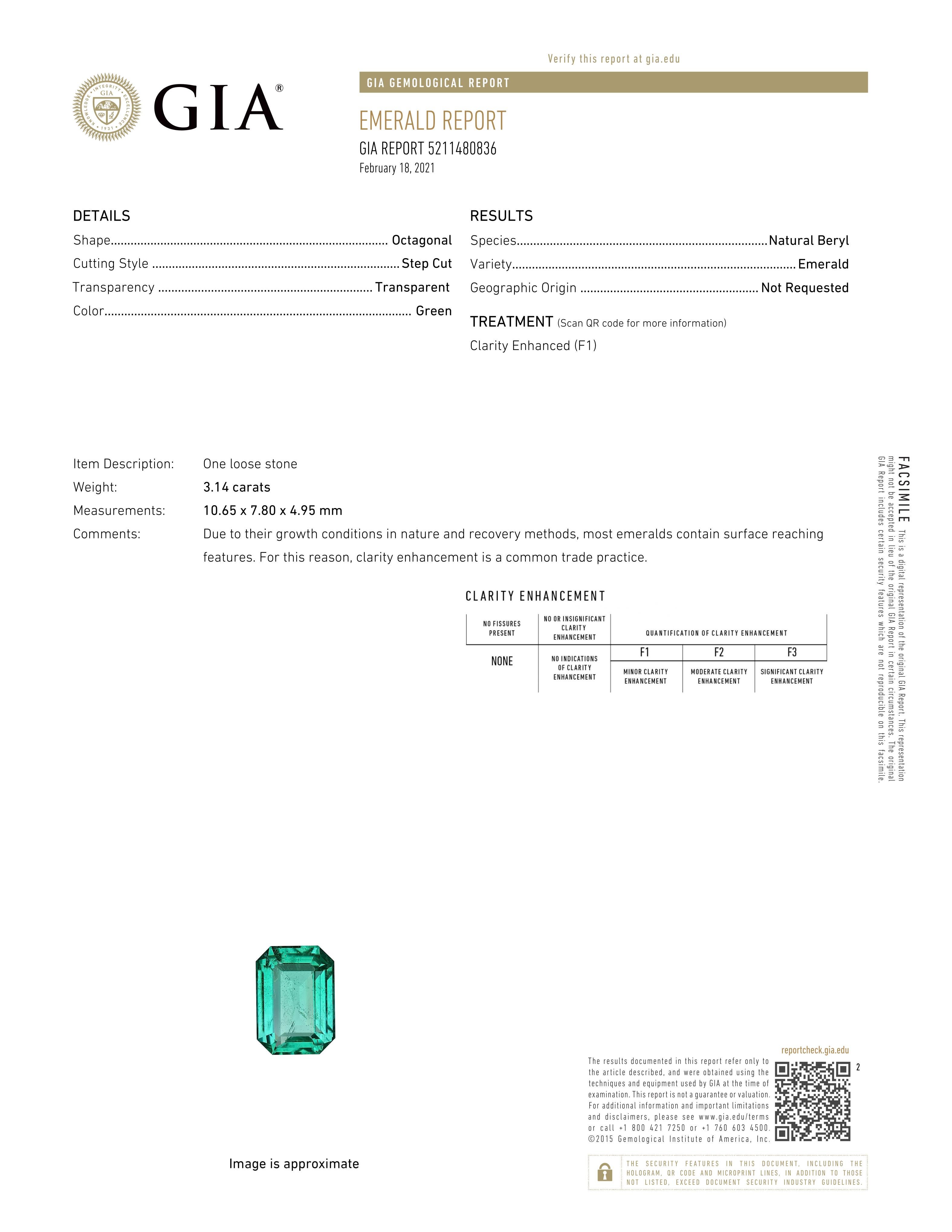 Emerald Cut MINOR OIL GIA Certified 3.14 Carat Oval Diamond Platinum Ring For Sale