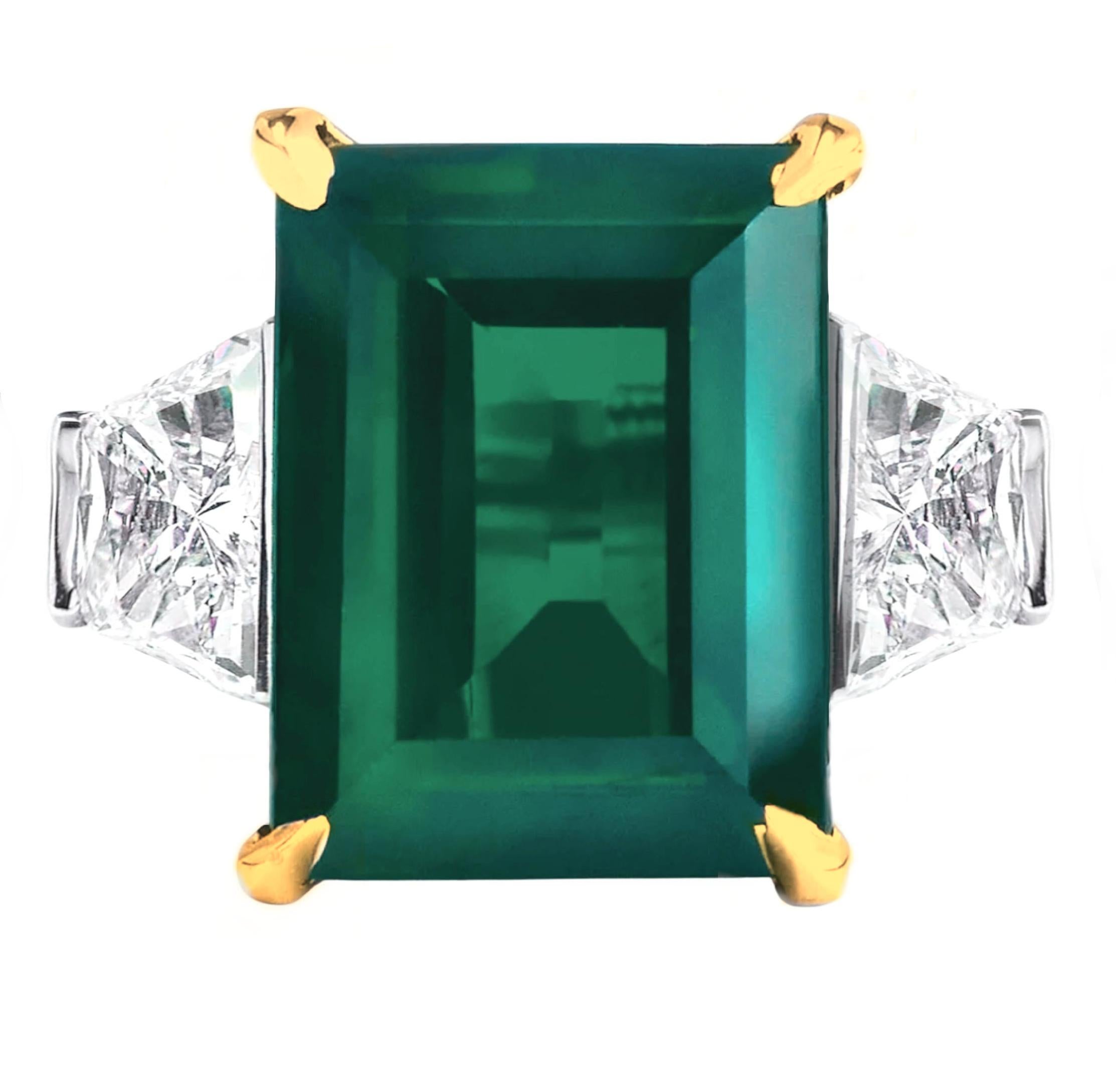 MINOR OIL GRS Certified 11.21 Carat Emerald Cut Diamond Ring