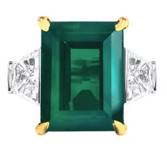 MINOR OIL GRS Certified 11.21 Carat Emerald Cut Diamond Ring