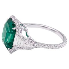 MINOR OIL GRS Certified 6.14 Carat Emerald Cut Diamond Ring