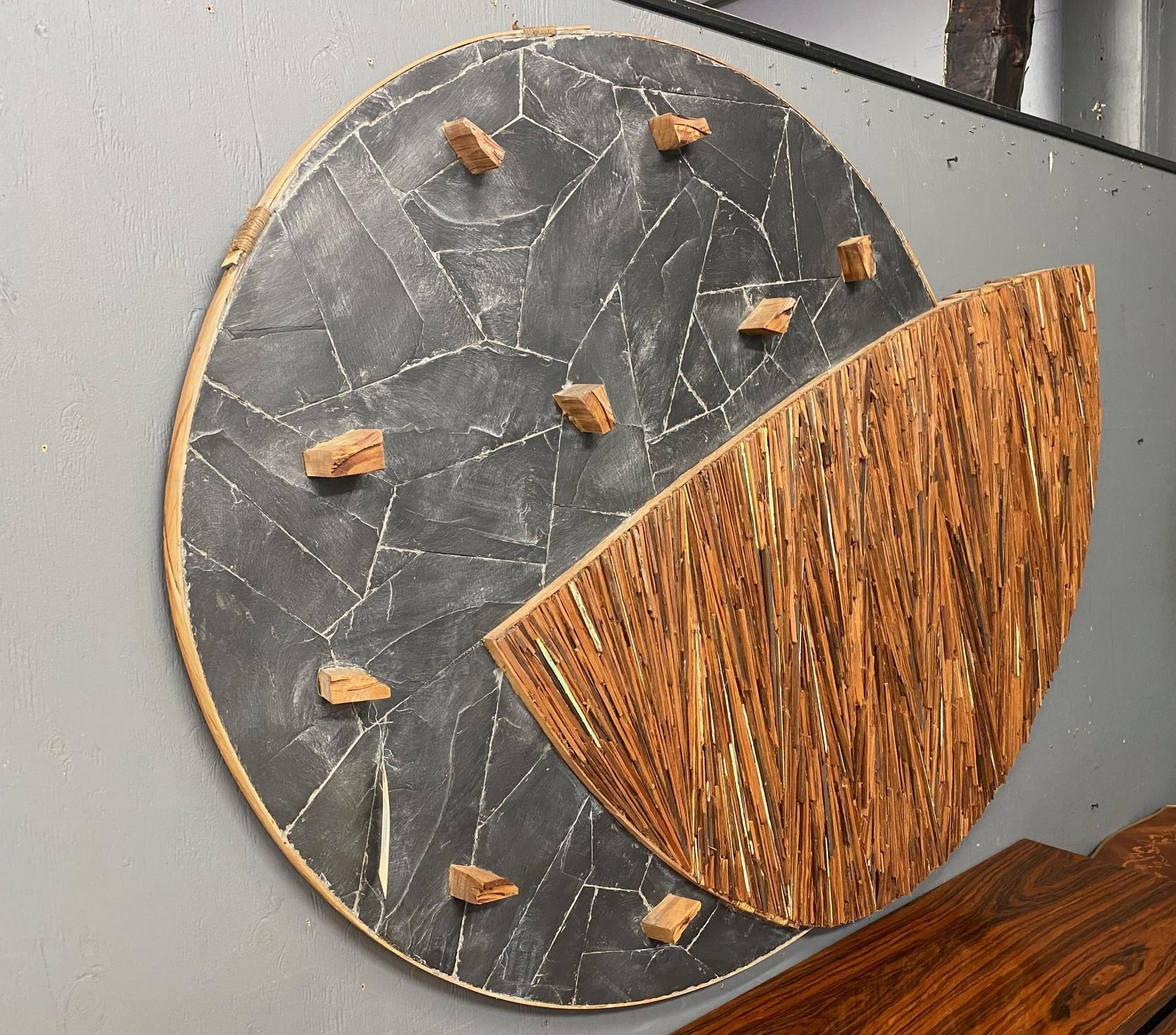 Minoru Ohira Gran Escultura Japonesa de Pared Firmada Luna Y Sol (1988) en venta 3