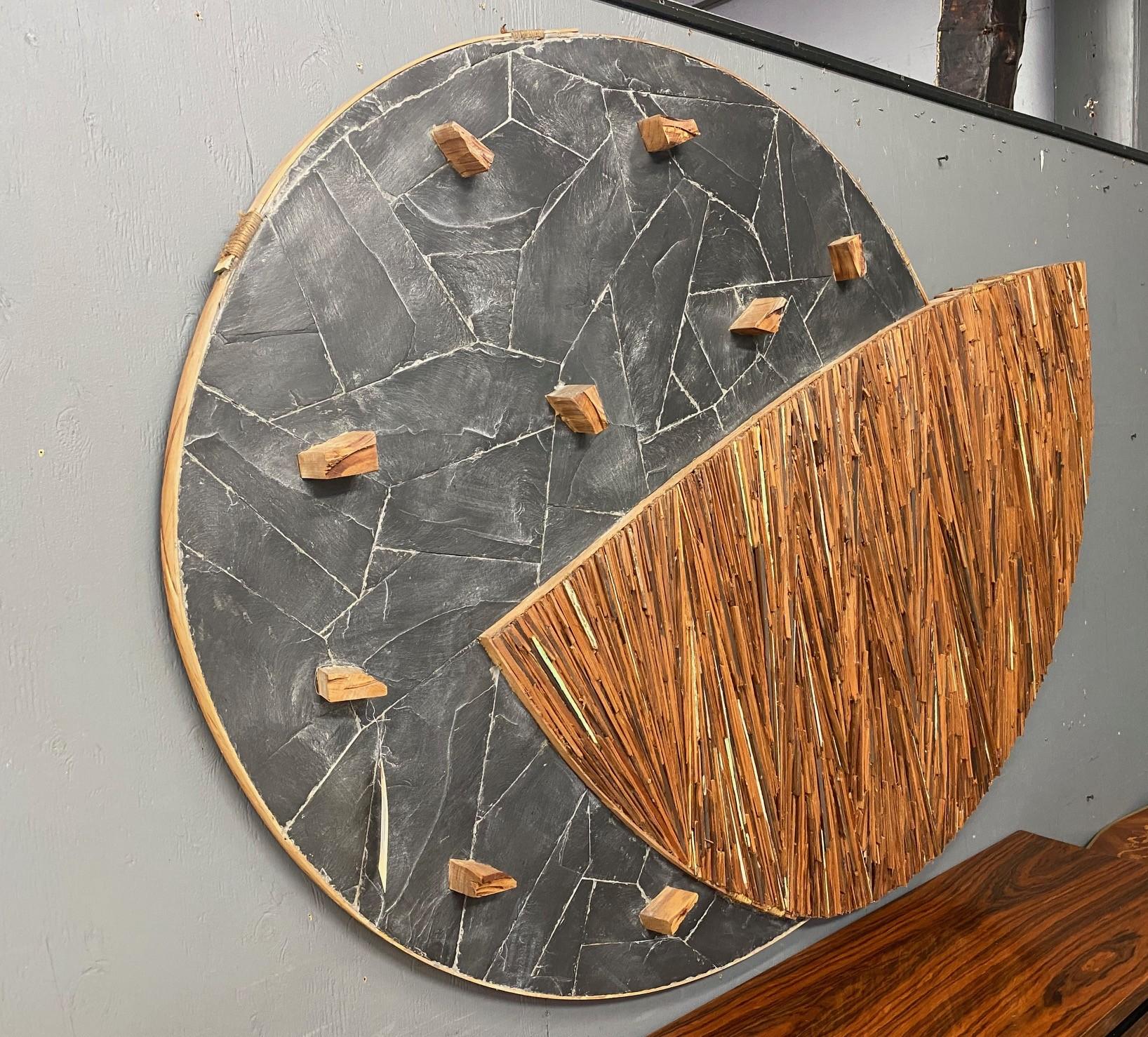 Minoru Ohira Gran Escultura Japonesa de Pared Firmada Luna Y Sol (1988) en venta 4