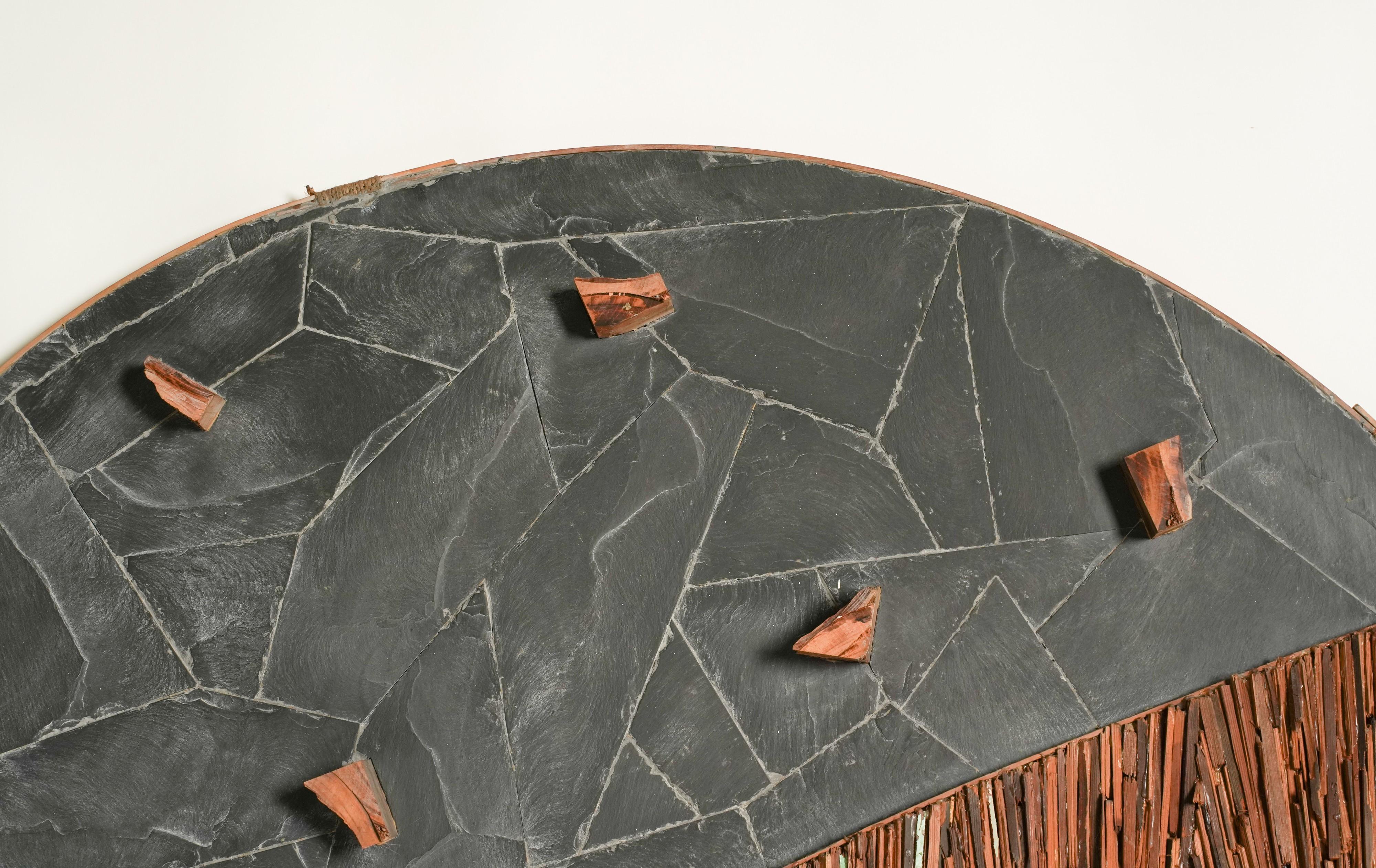 Minoru Ohira Gran Escultura Japonesa de Pared Firmada Luna Y Sol (1988) en Bueno estado para la venta en Studio City, CA