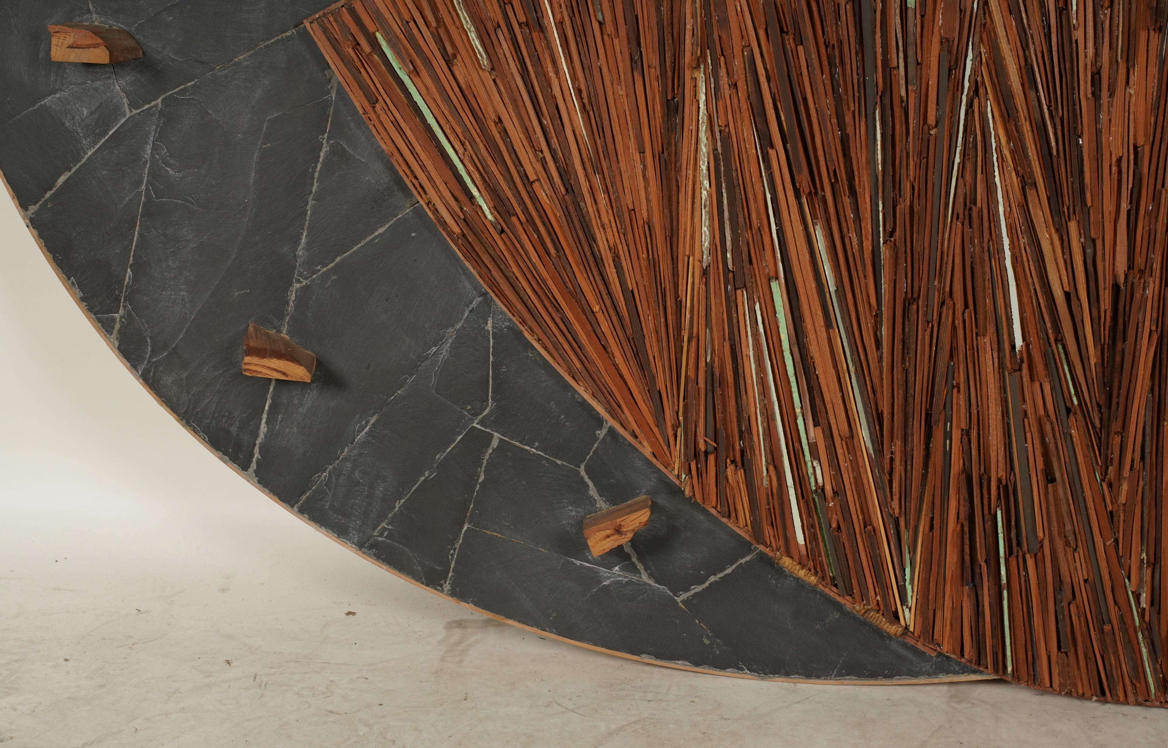 Minoru Ohira Gran Escultura Japonesa de Pared Firmada Luna Y Sol (1988) Fibra natural en venta