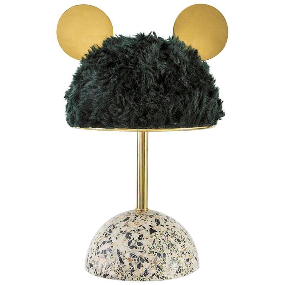 Minos Lamp / Table Lamp in Terrazzo, Brass and Mohair by Merve Kahraman For Sale