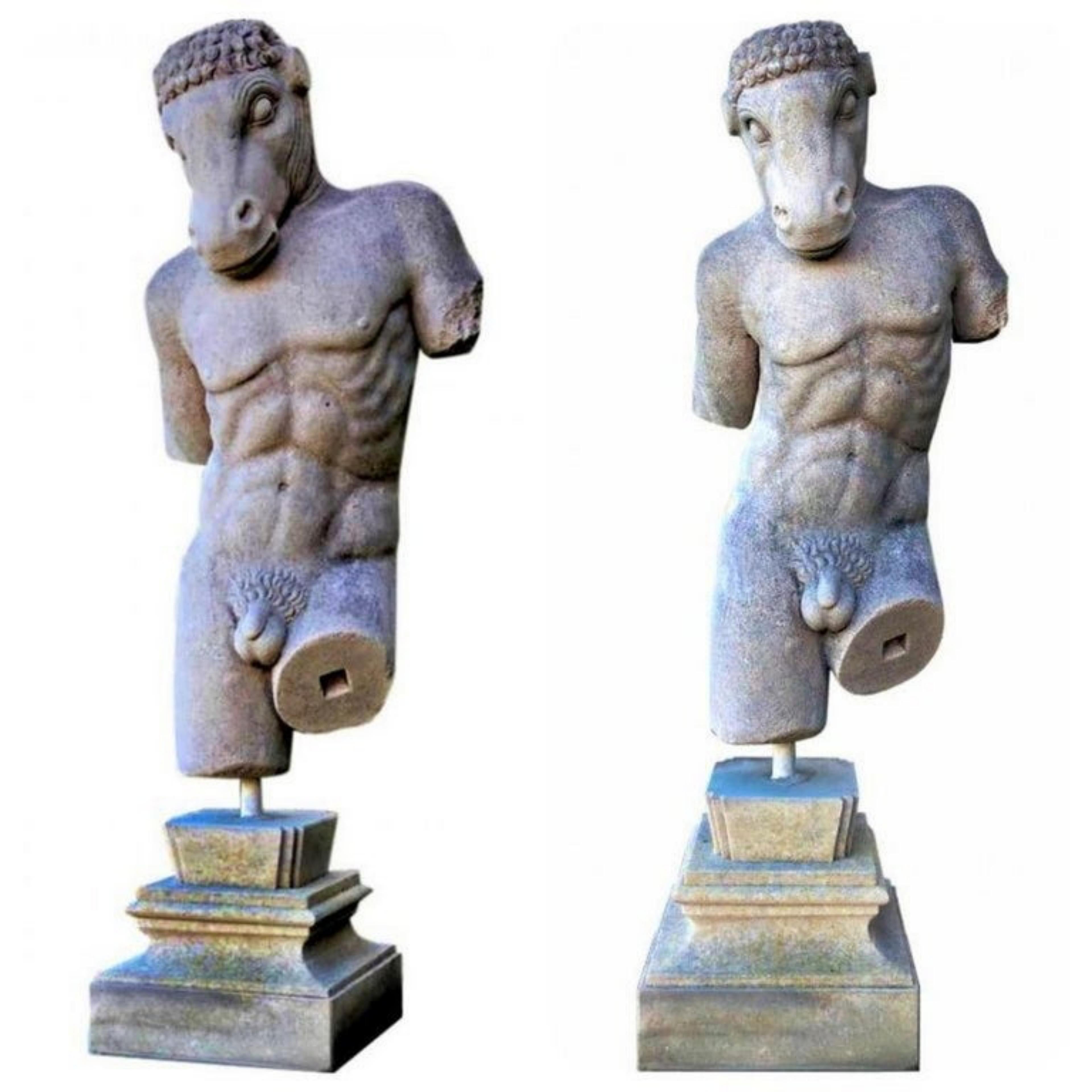 Minotaur of knossos labyrinth in white limestone 20th century.

Measures: Height 125cm
Width 60cm
Depth 60cm
Weight 160kg
Base height included 40 cm
Museum-type base included height 84 cm
Material calcarenite / limestone
Note 01 hand made in