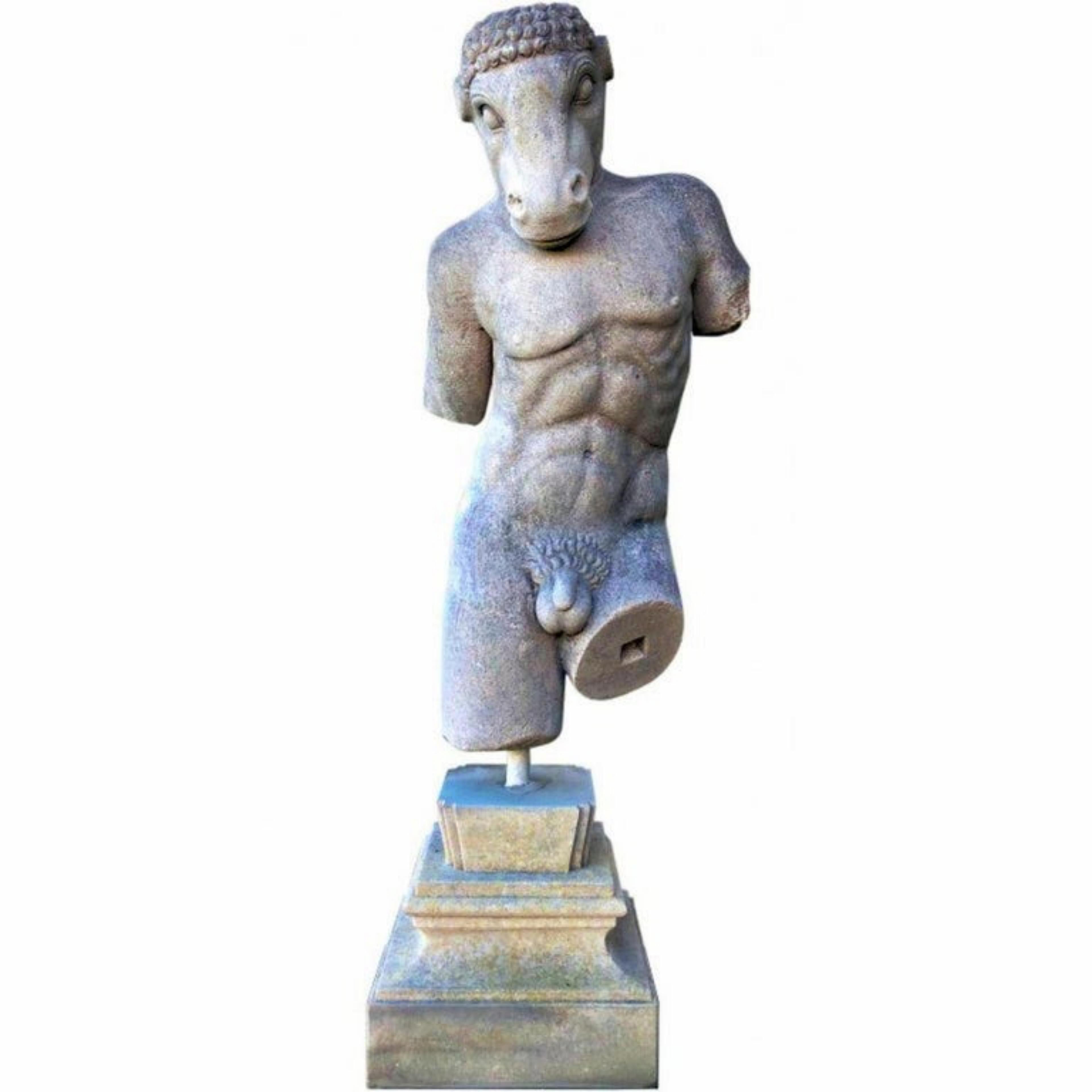Baroque Minotaur of Knossos Labyrinth in White Limestone, 20th Century For Sale