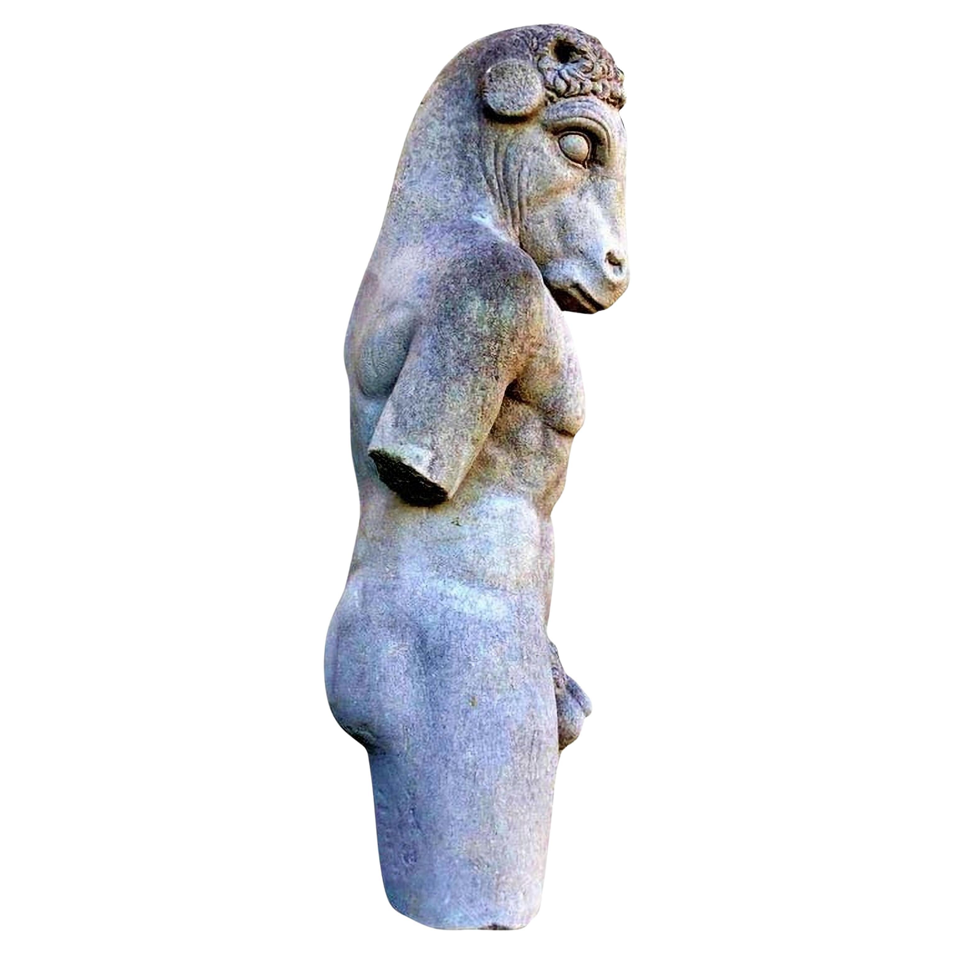 Minotaur of Knossos Labyrinth in White Limestone, 20th Century For Sale
