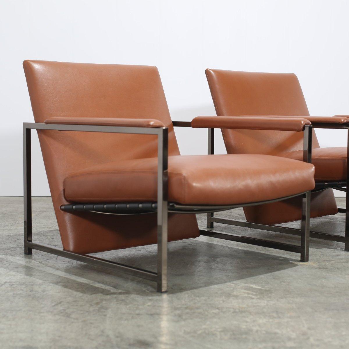 Minotti Atlan Armchairs by Rodolfo Dordoni, Set of Two (Stahl) im Angebot