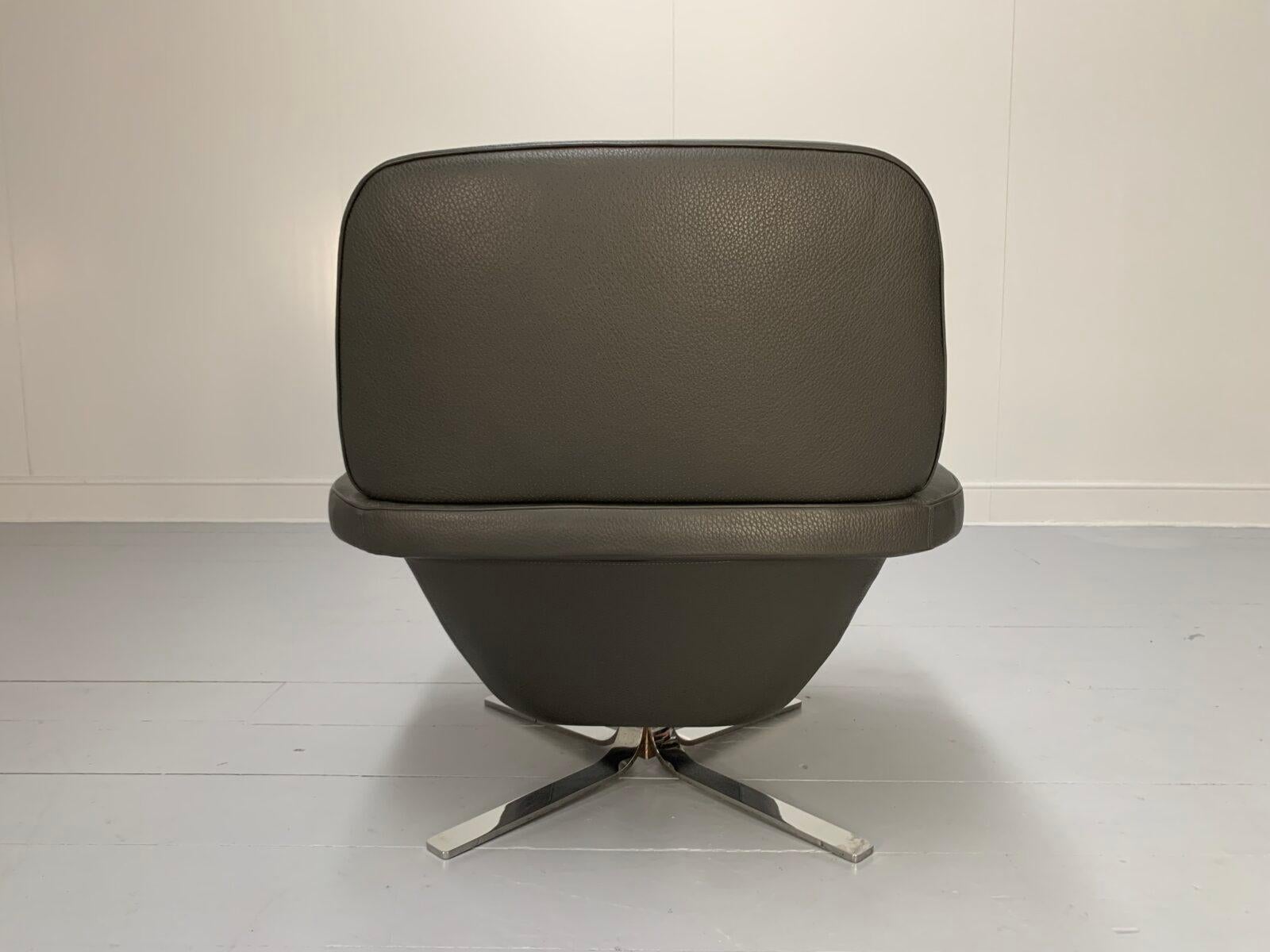 Minotti “Blake Soft” Armchair & Footstool – In Dark Grey “Pelle” Leather 2