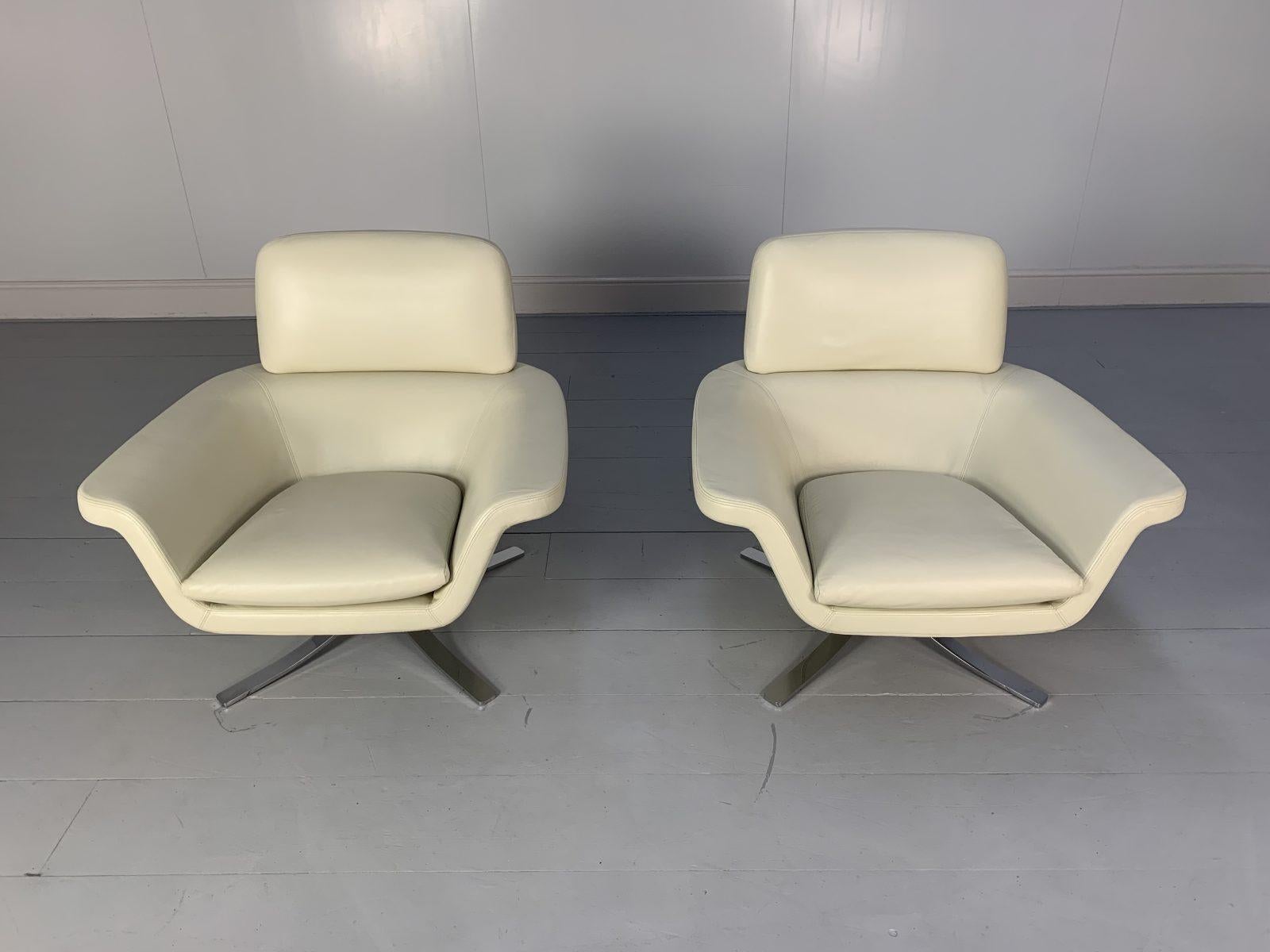 Contemporary Minotti “Blake Soft” Armchairs, in Ivory Leather