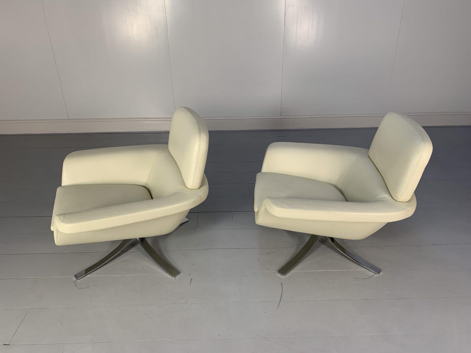 Minotti “Blake Soft” Armchairs, in Ivory Leather 2