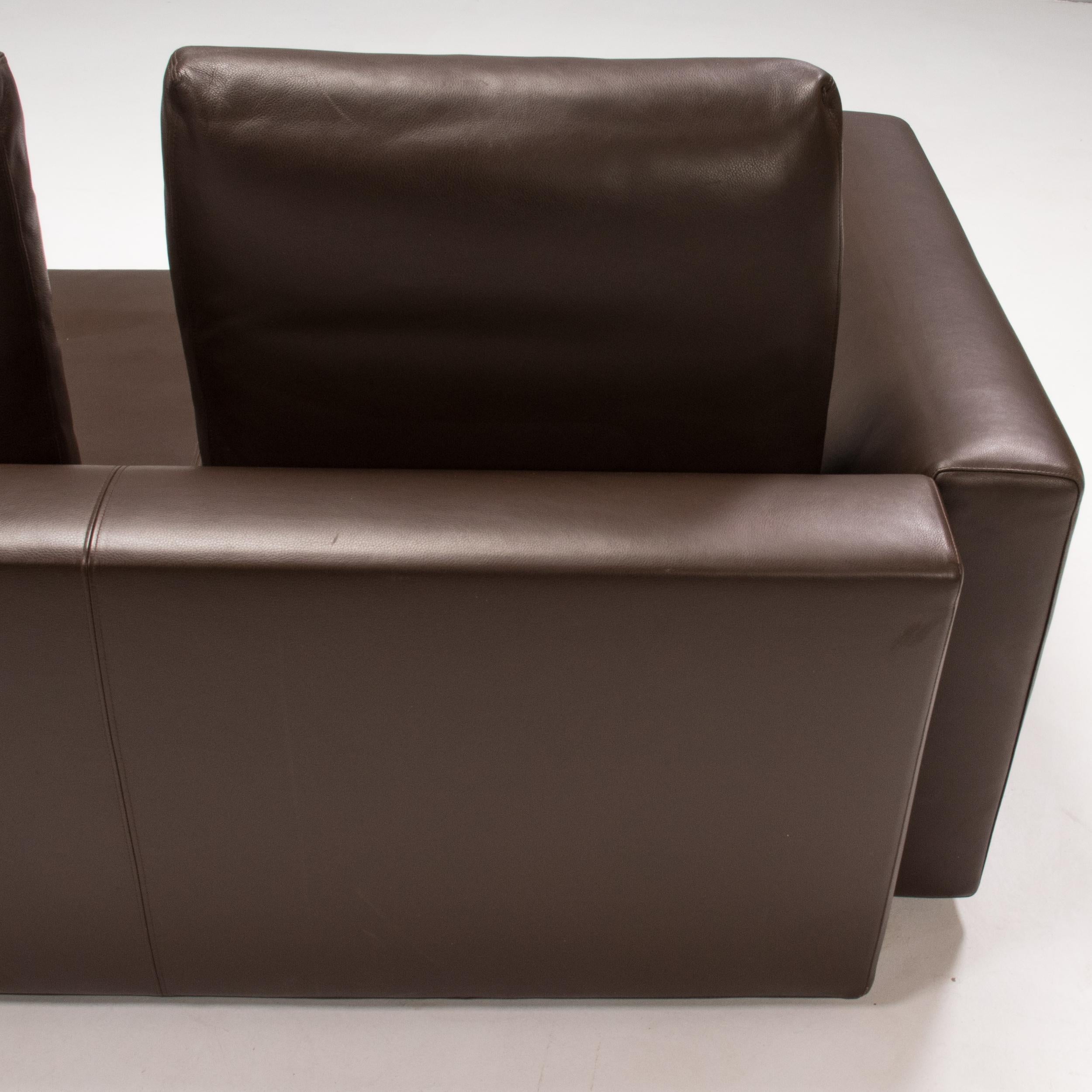  Minotti Brown Leather Corner Sofa 2