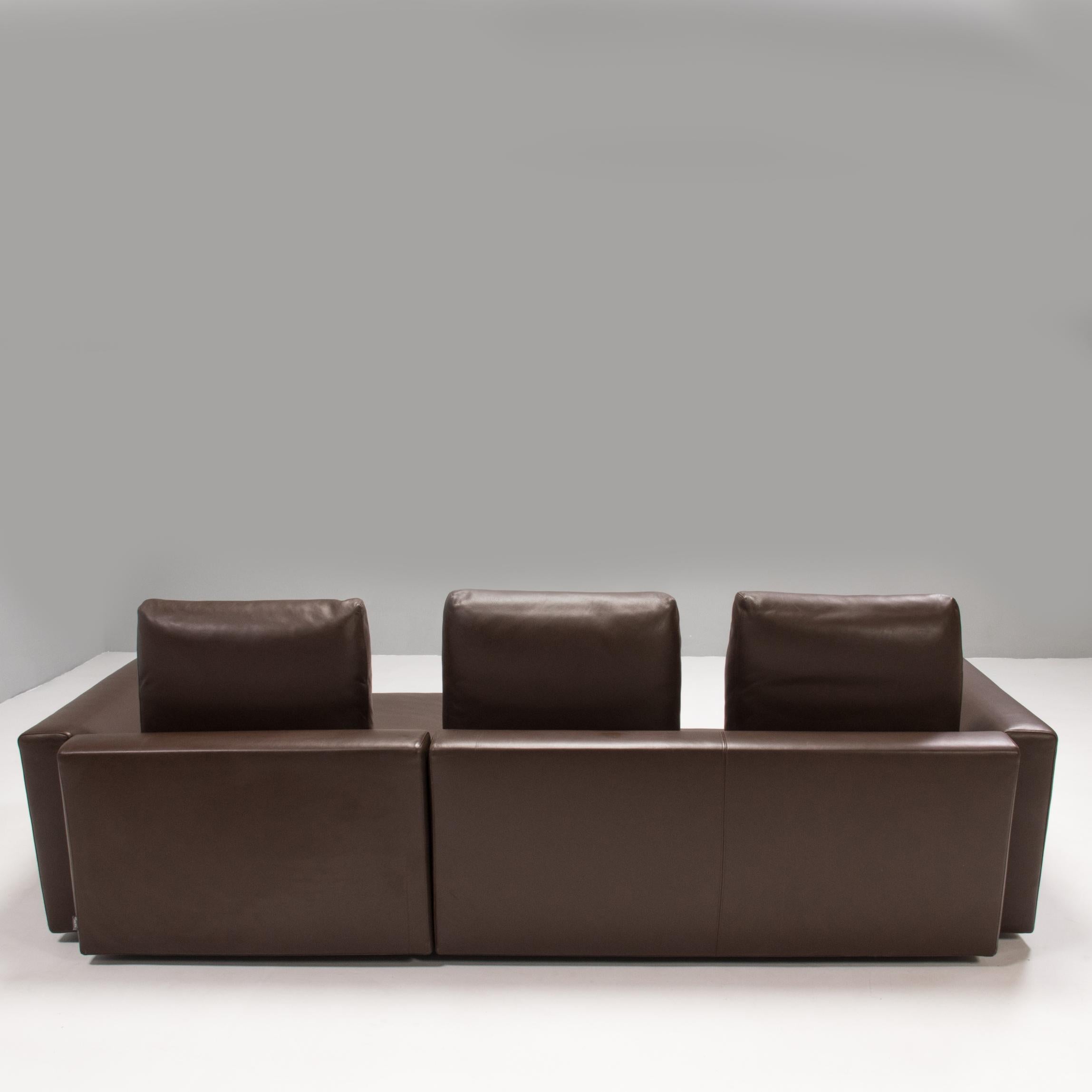 brown leather corner suite