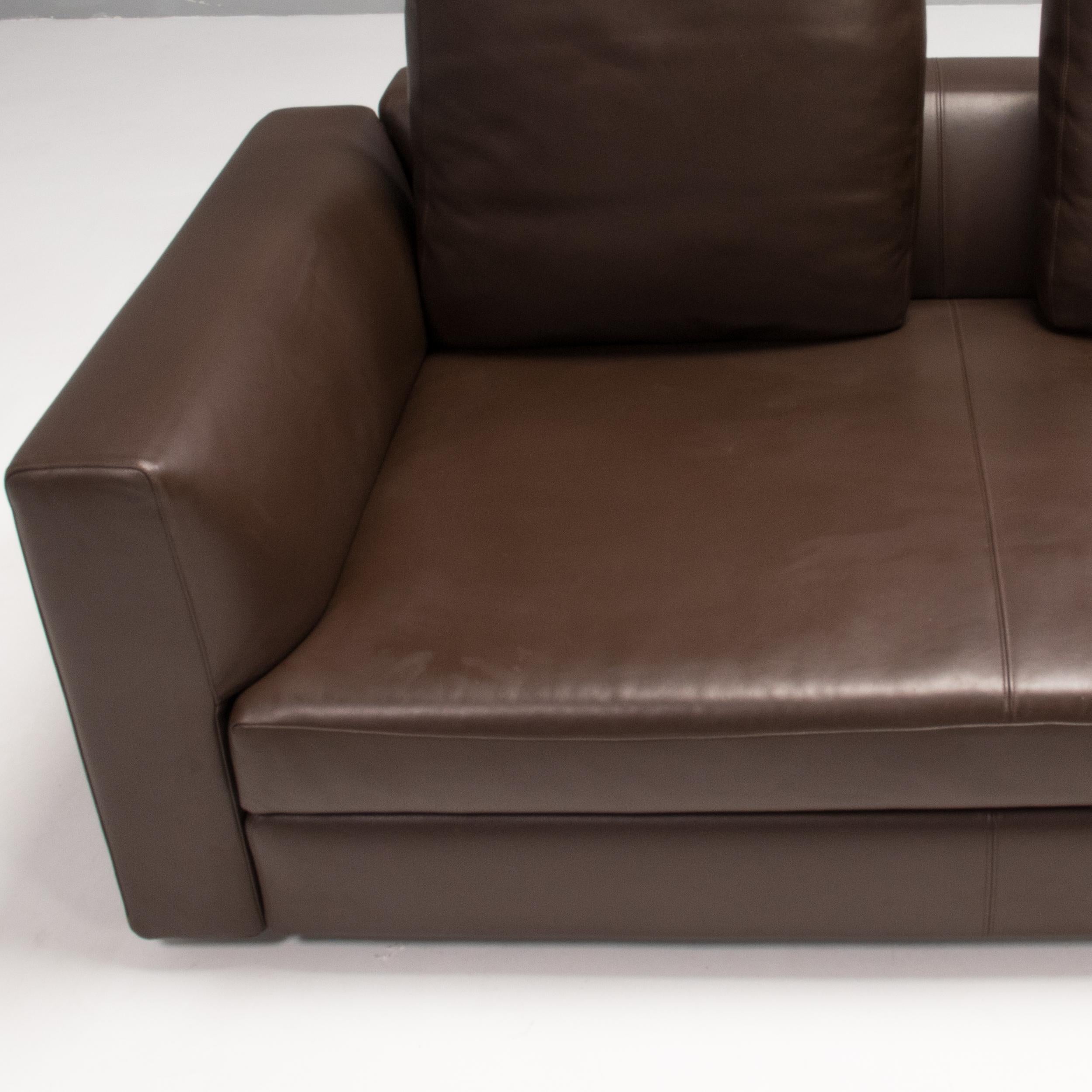 Minotti Brown Leather Corner Sofa In Good Condition In London, GB