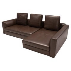 Minotti Brown Leather Corner Sofa