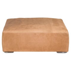 Minotti Brown Nabuk Suede Leather Square Ottoman