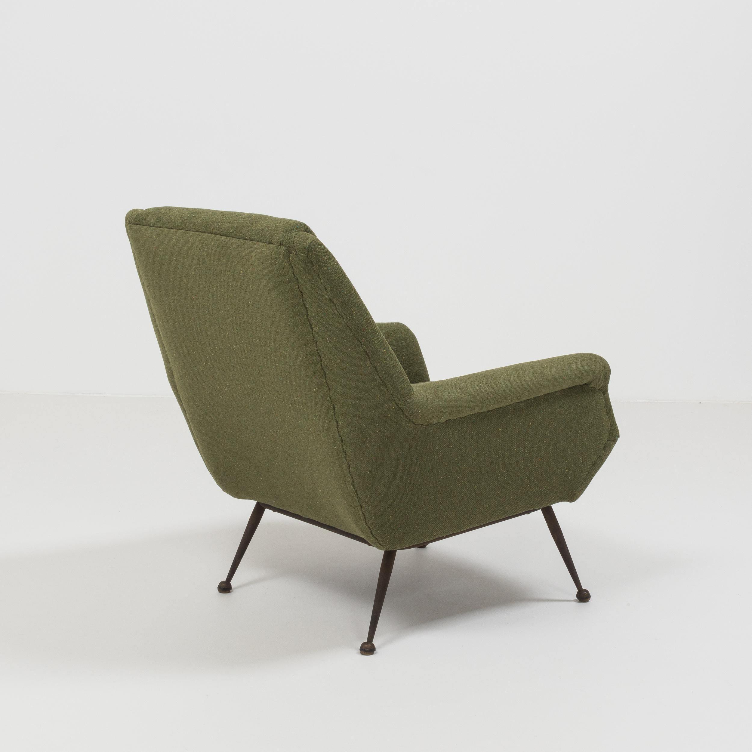 European Minotti by Gio Ponti Mid Century Armchair Green Fabric