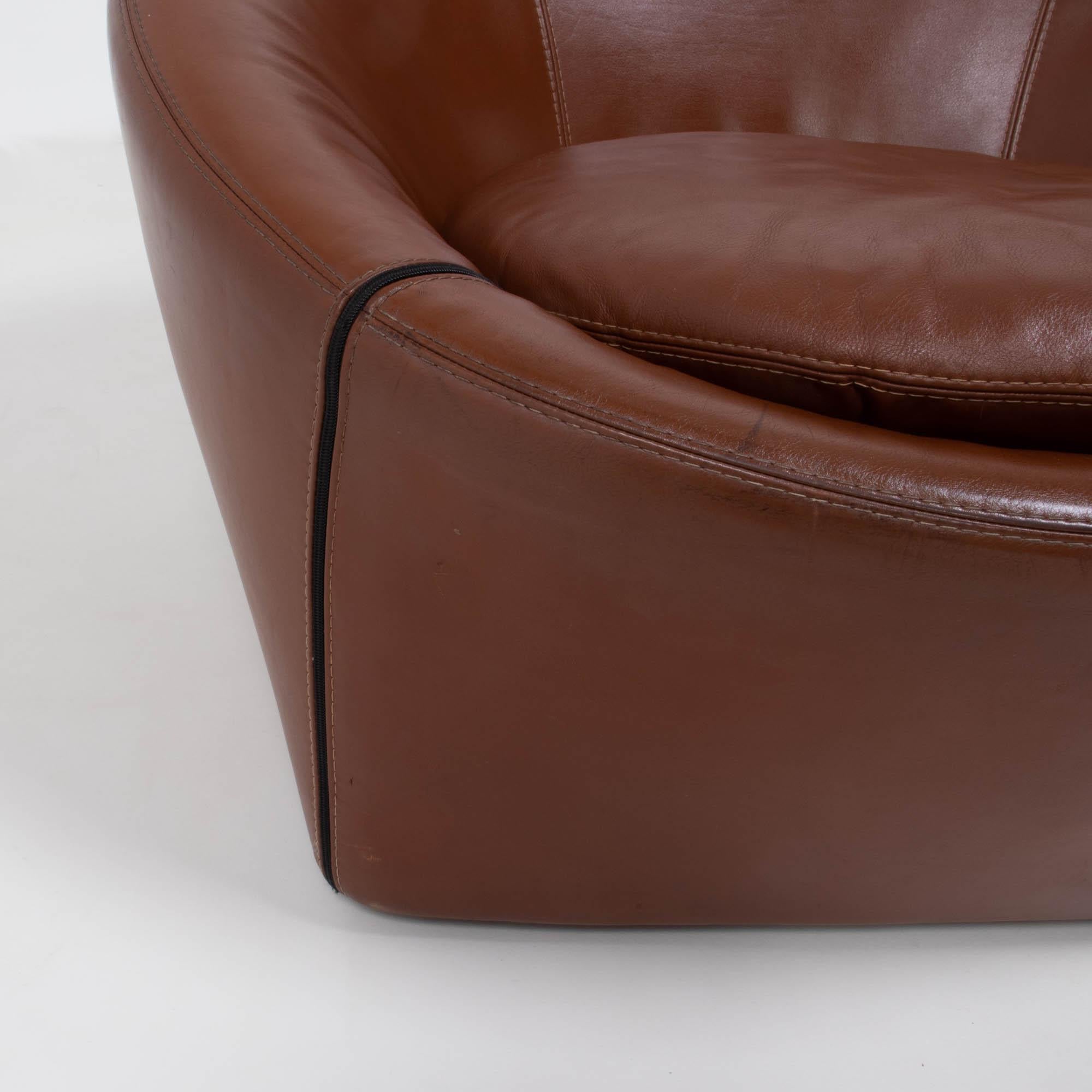Minotti by Gordon Guillaumier Brown Leather Capri Armchairs, Set of 2, 2005 5