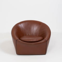 Minotti by Gordon Guillaumier Brown Leather Capri Rounded Armchair