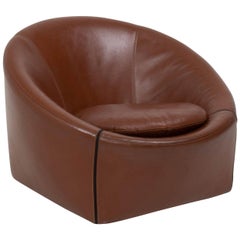 Minotti by Gordon Guillaumier Brown Leather Capri Rounded Armchair