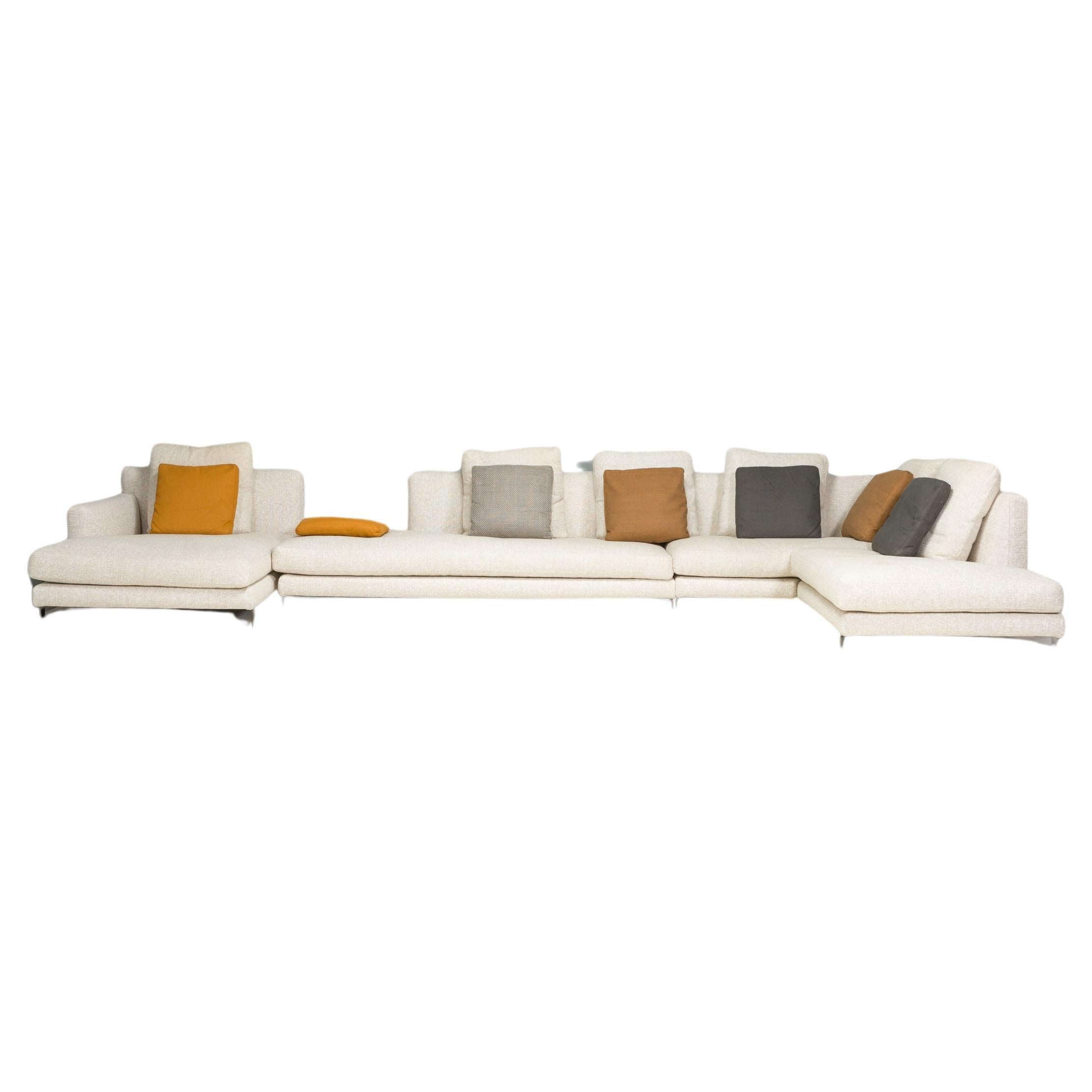 Minotti by Rodolfo Dordoni Allen Beige Corner Sofa & Chaise Longue, Set of 2 For Sale