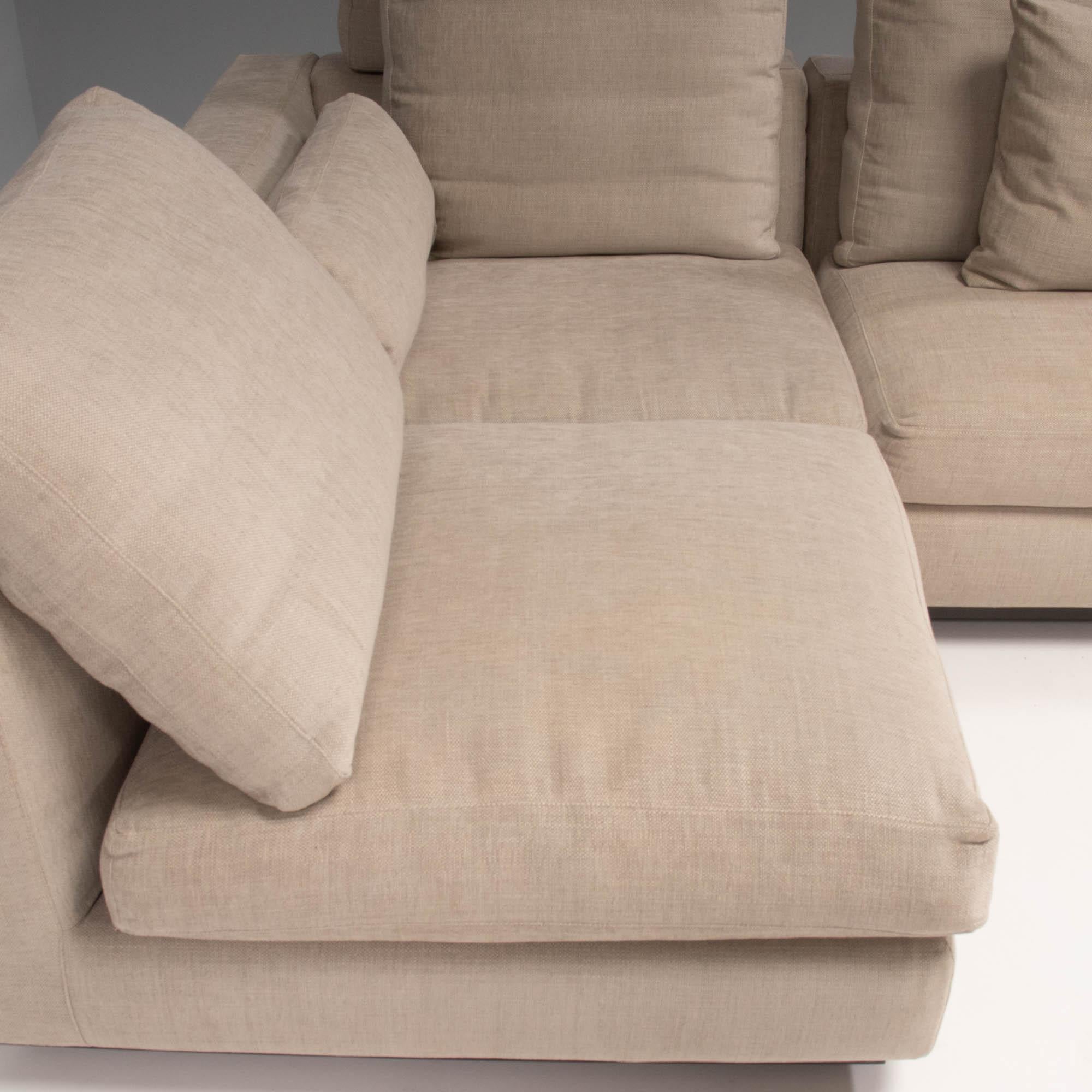 Minotti by Rodolfo Dordoni Beige Fabric Andersen Line Modular Sofa In Good Condition In London, GB