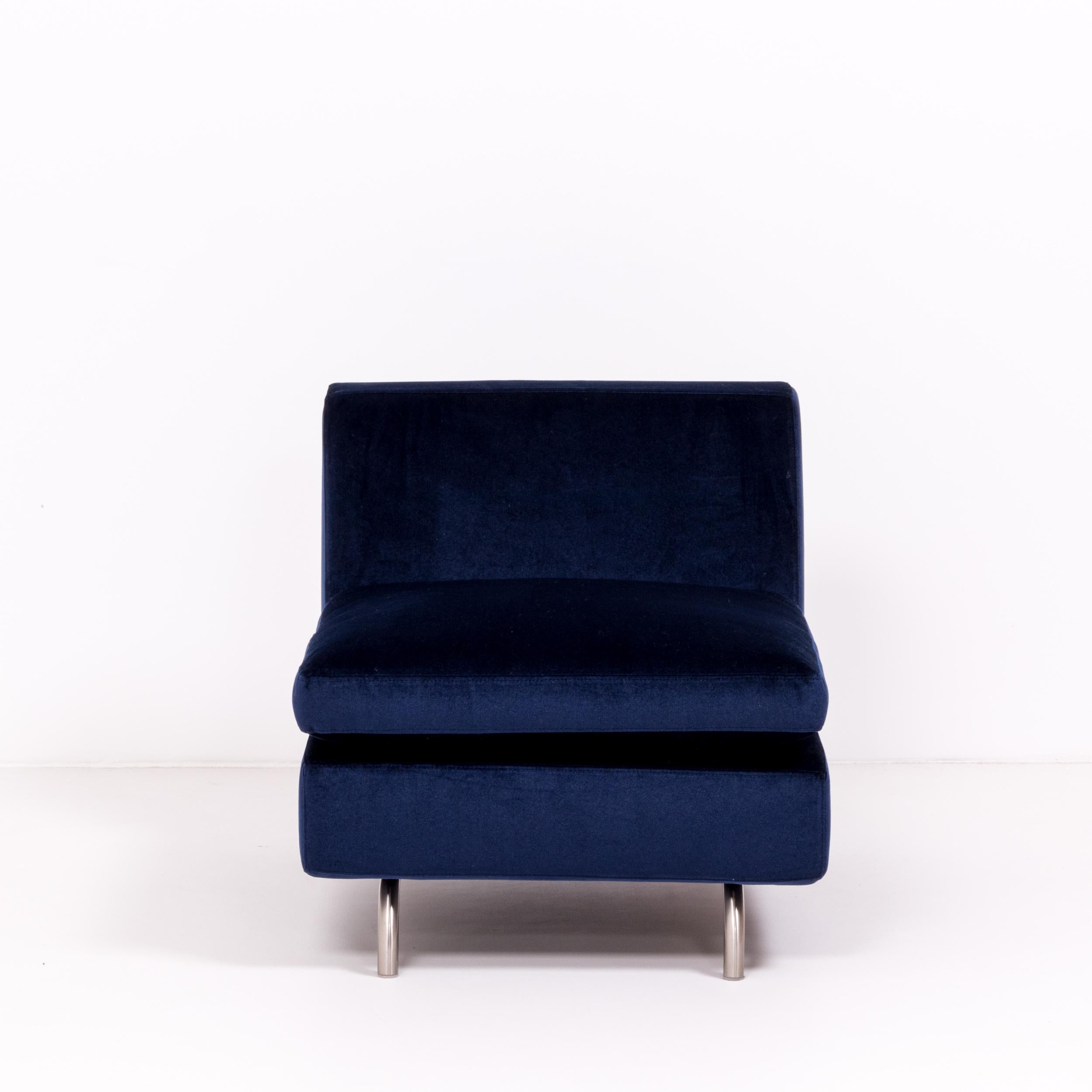 Late 20th Century Minotti by Rodolfo Dordoni Dubuffet Navy Blue Armchairs, Set of 2 For Sale