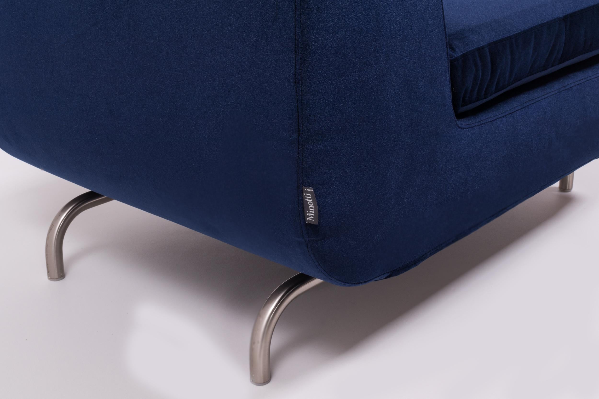 Fauteuils Dubuffet bleu marine Minotti par Rodolfo Dordoni, lot de 2 en vente 2