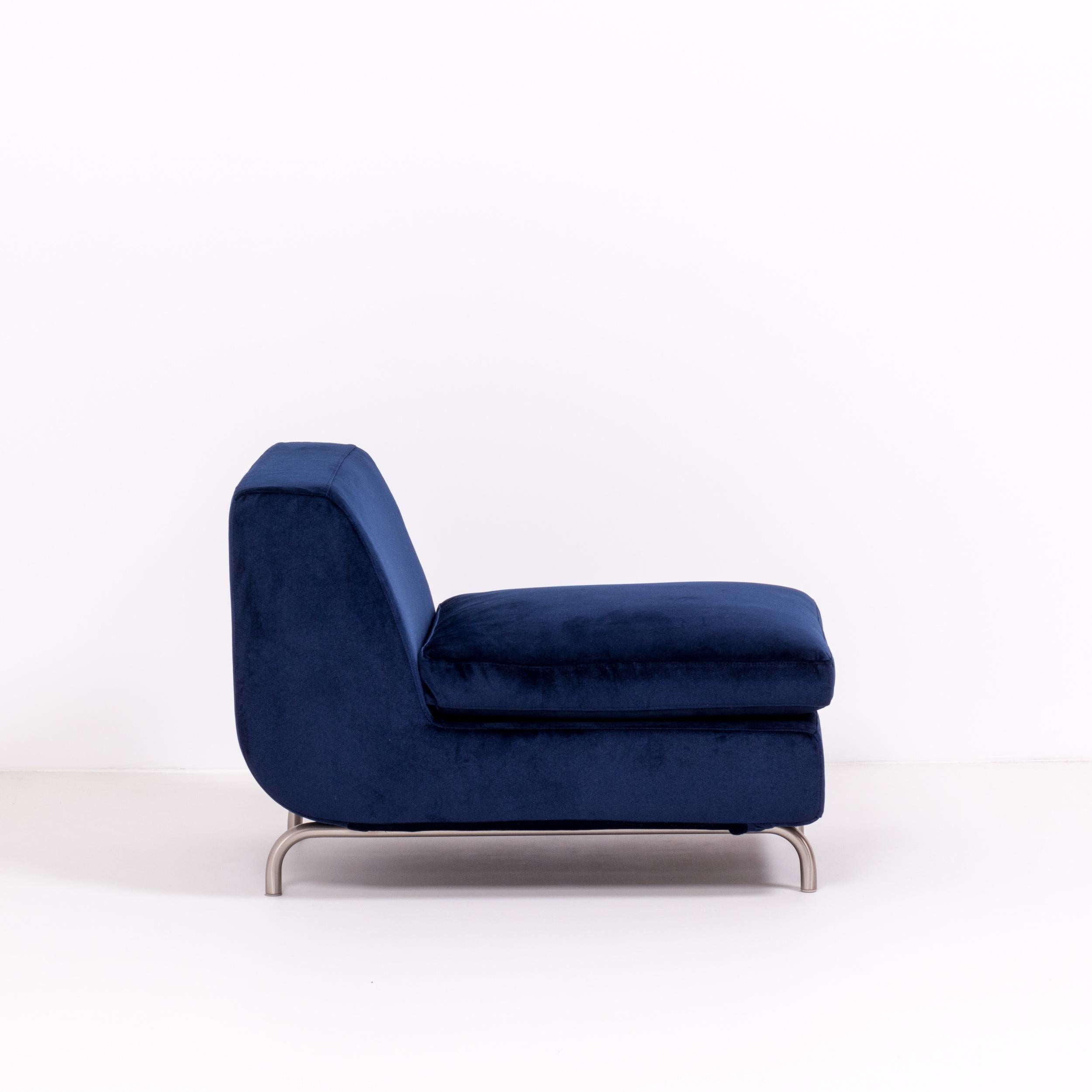 Minotti by Rodolfo Dordoni Dubuffet Navy Blue Lounge Chairs, Set of 2 5