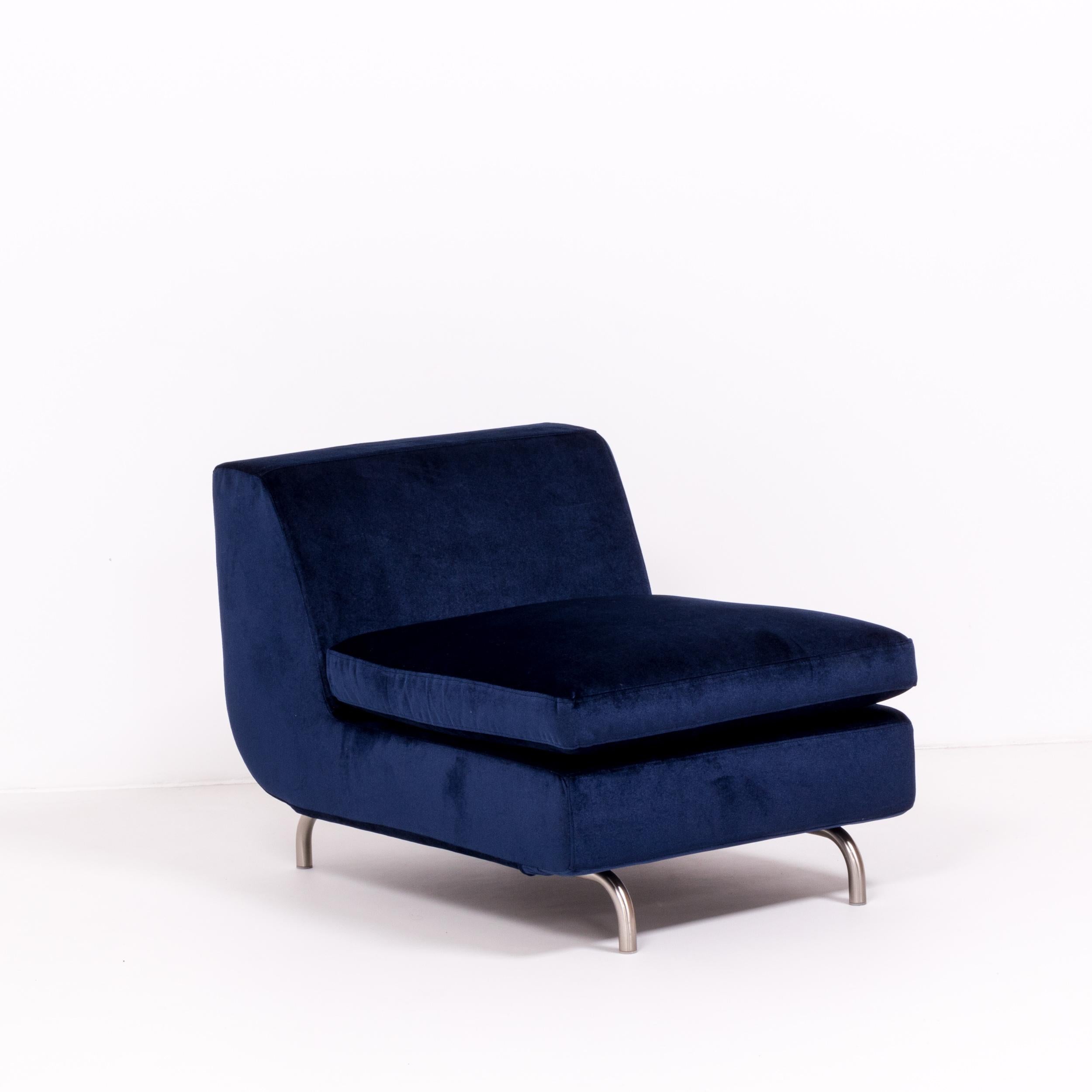 Italian Minotti by Rodolfo Dordoni Dubuffet Navy Blue Lounge Chairs, Set of 2