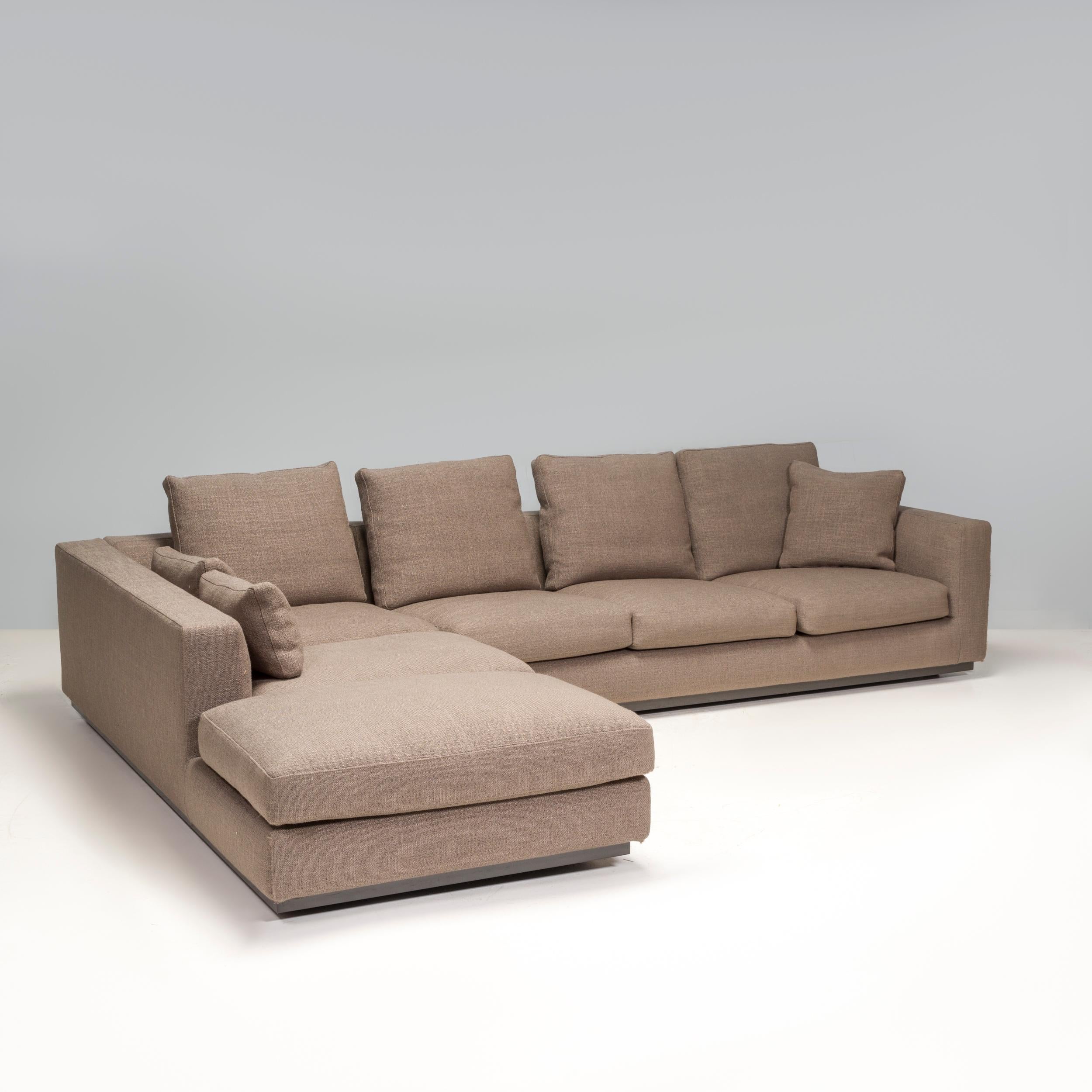 Italian Minotti by Rodolfo Dordoni Grey Fabric Andersen Line Modular Sofa For Sale