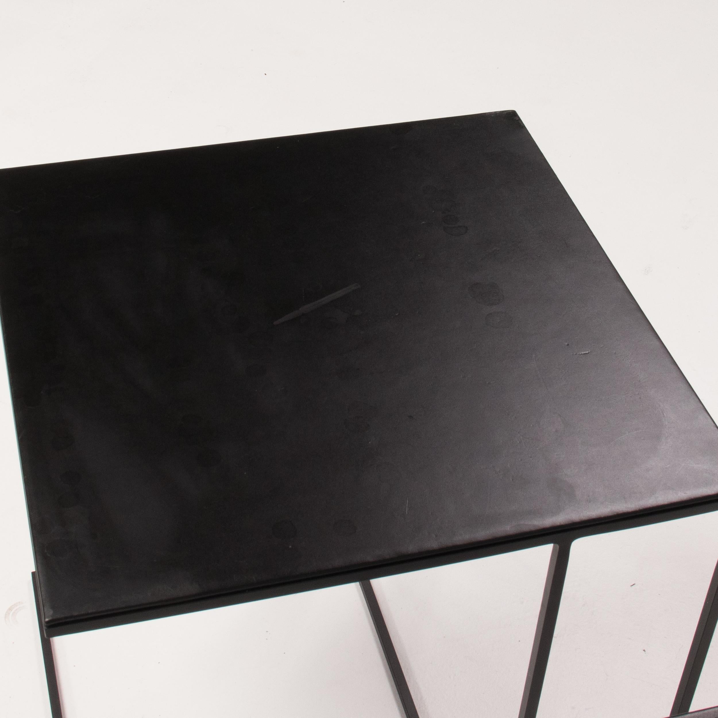 Minotti by Rodolfo Dordoni Leger Black Leather Side Table, Set of Two 3