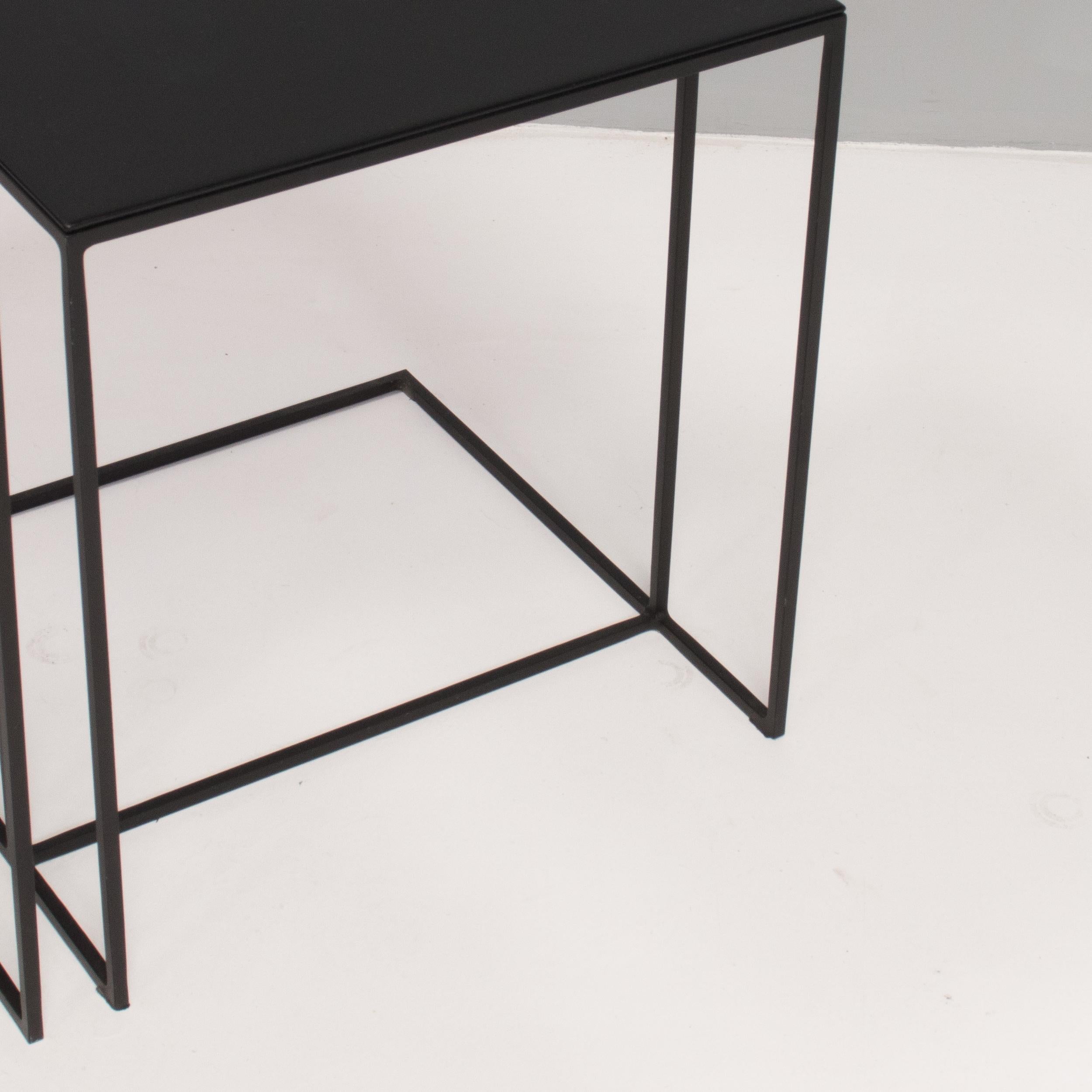 Minotti by Rodolfo Dordoni Leger Black Leather Side Table, Set of Two 4