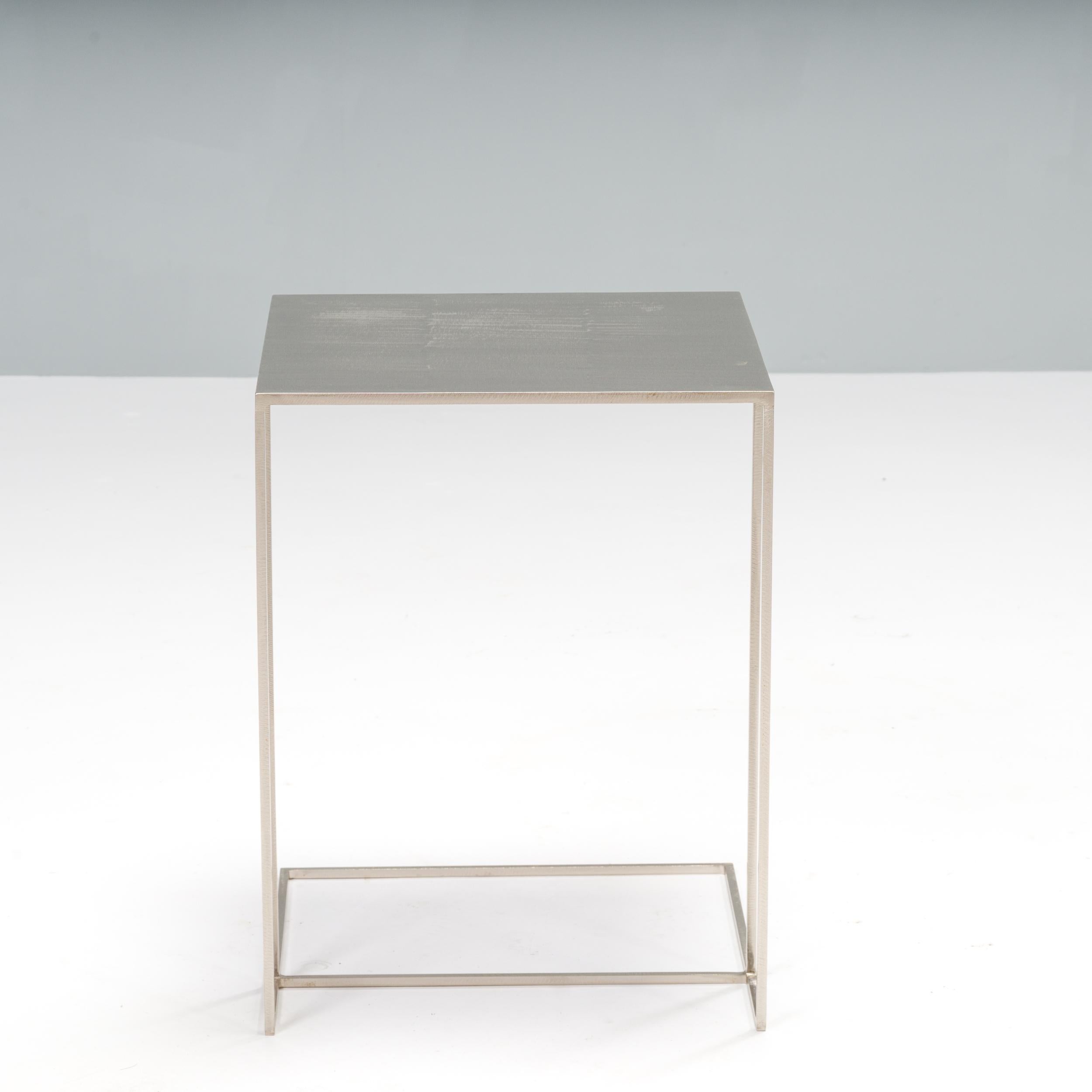 Modern Minotti by Rodolfo Dordoni Leger Brushed Steel Side Table
