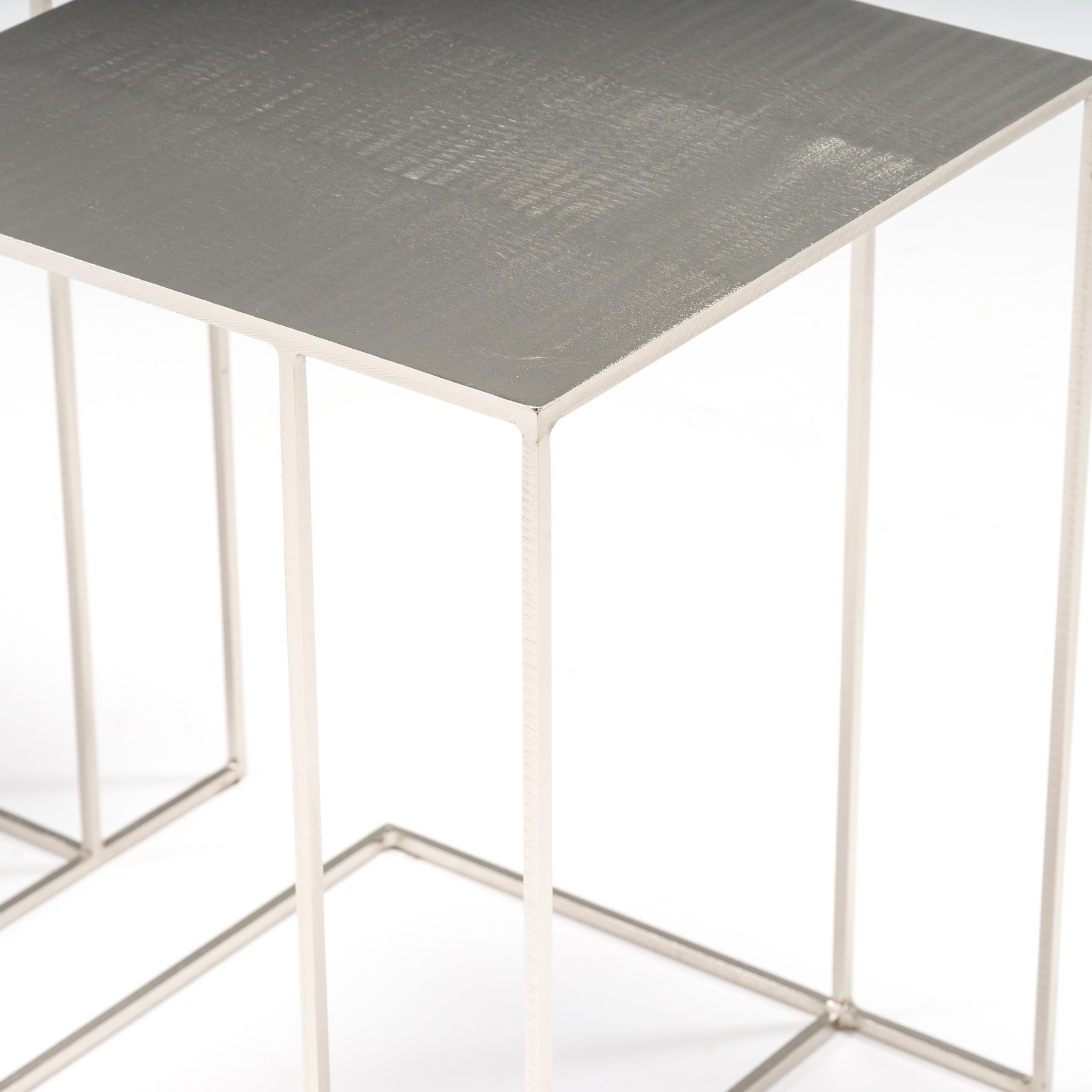 Italian Minotti by Rodolfo Dordoni Leger Brushed Steel Side Table