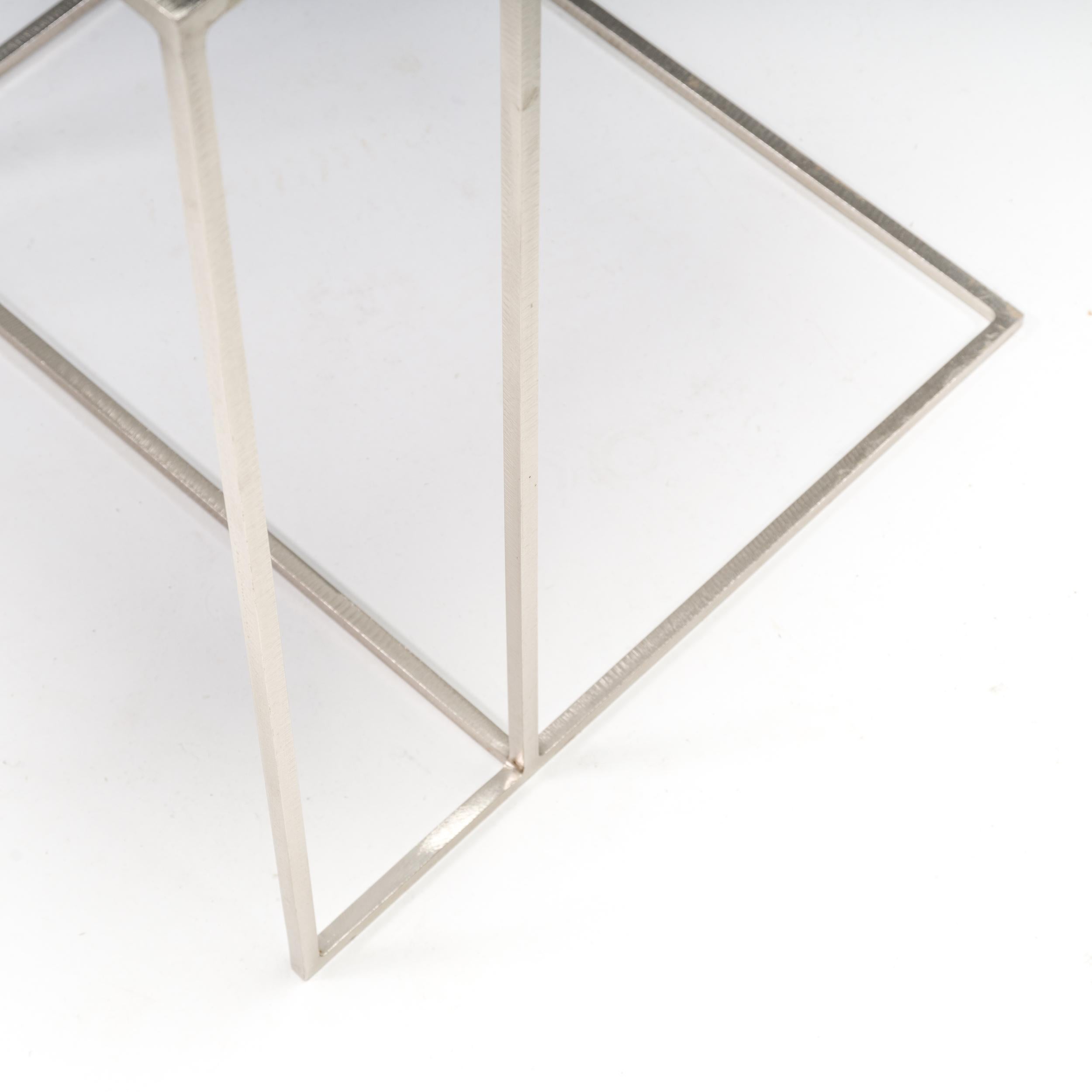 Minotti by Rodolfo Dordoni Leger Brushed Steel Side Table In Good Condition In Basildon, London