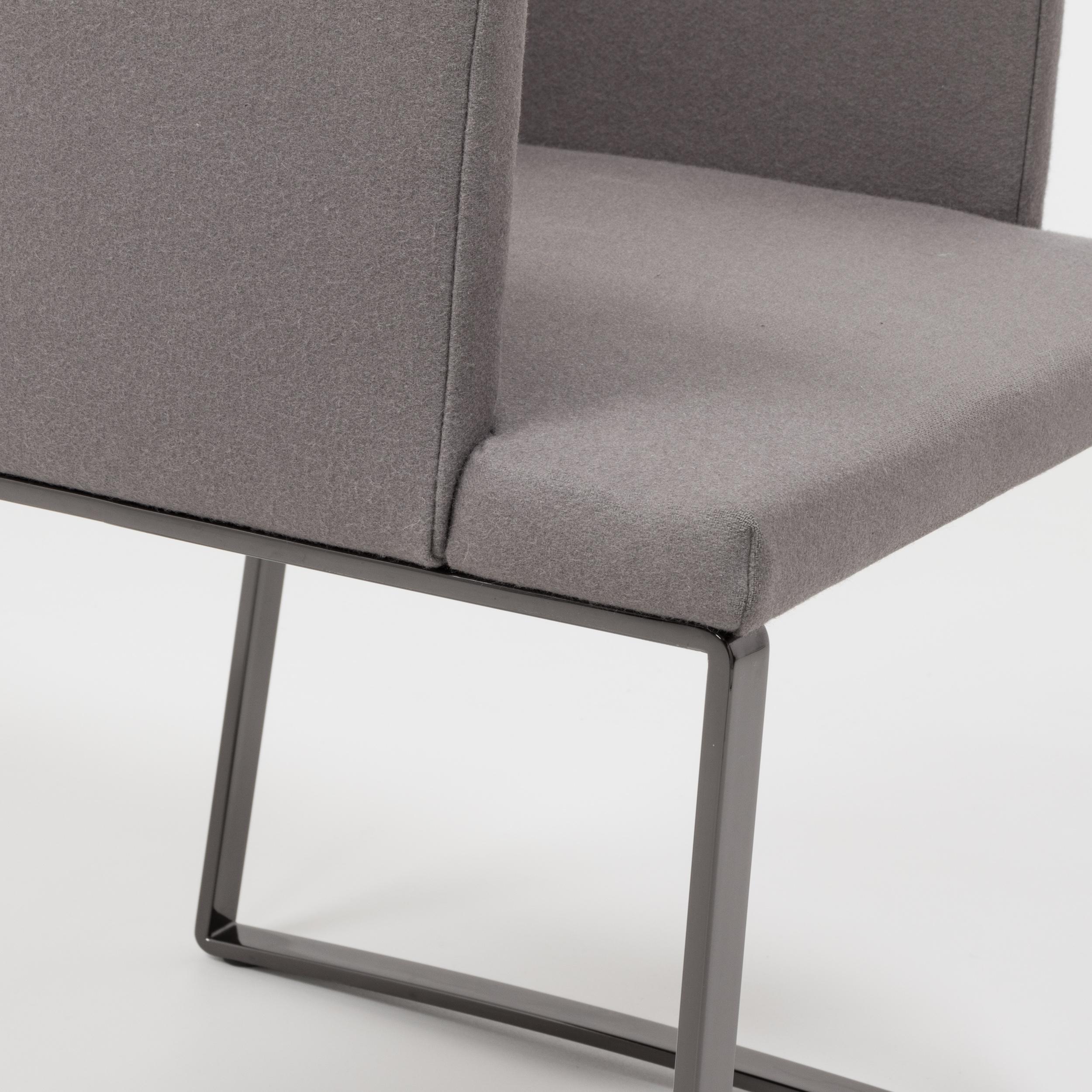 Minotti by Rodolfo Dordoni Modern Grey Wool Dining Chairs, Set of 2 1