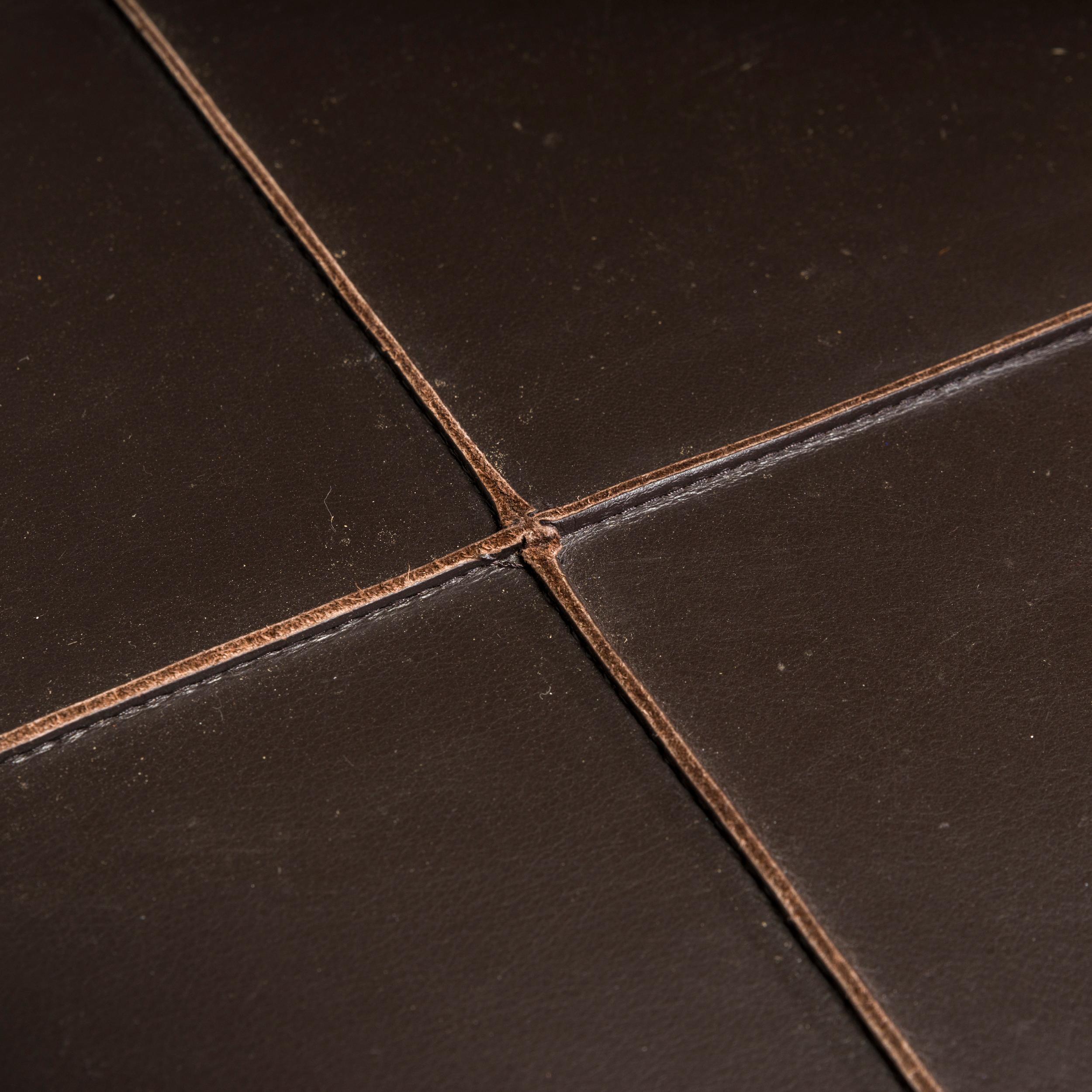 Minotti By Rodolfo Dordoni Villon Pouffe Ottomans Chocolate Leather, Set of Two For Sale 3