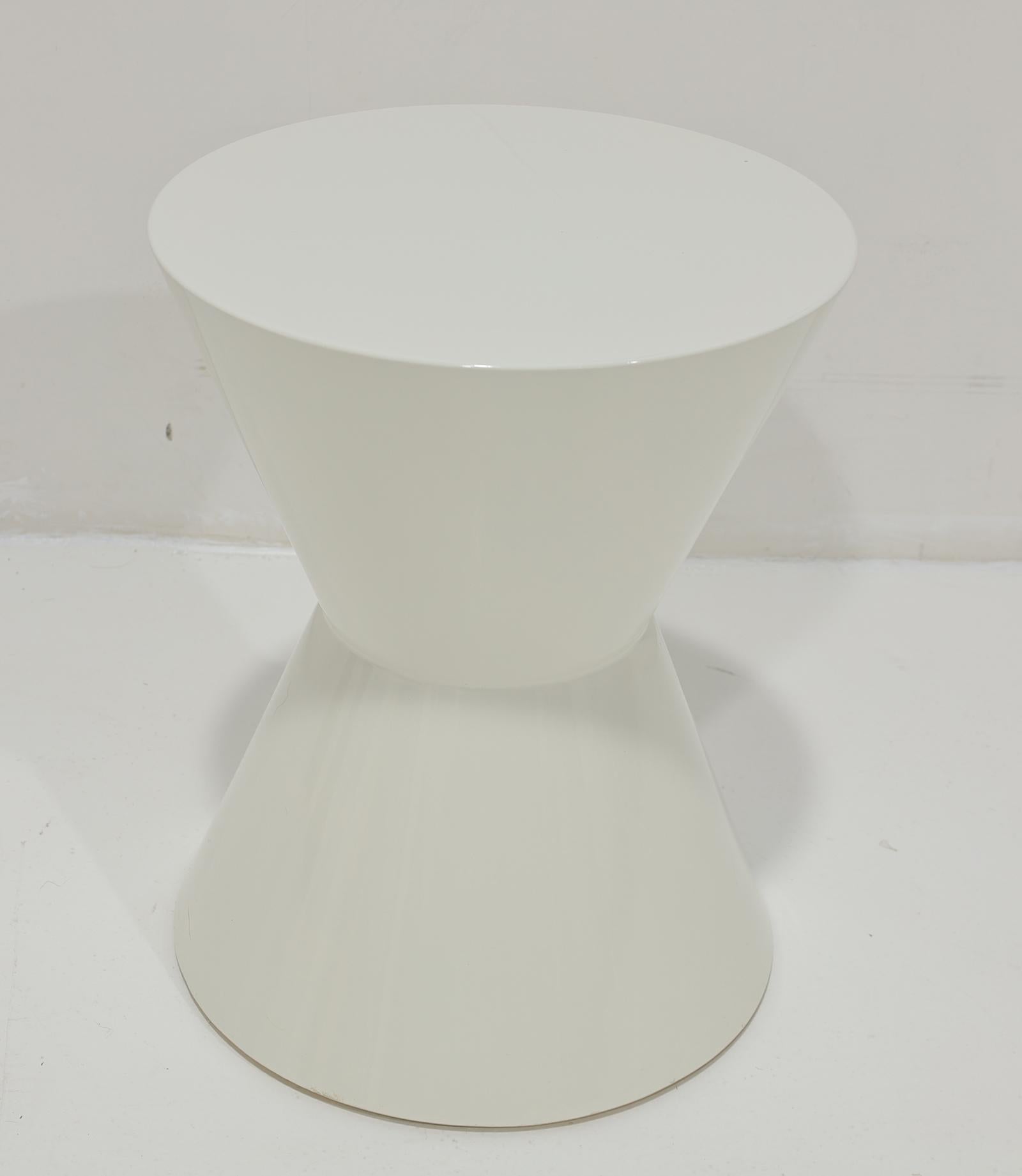 Italian Minotti Cesar Table in White Shiny Lacquer For Sale