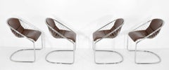 Minotti Chairs in Brown Leather by Gordon Guillaumier Cortina
