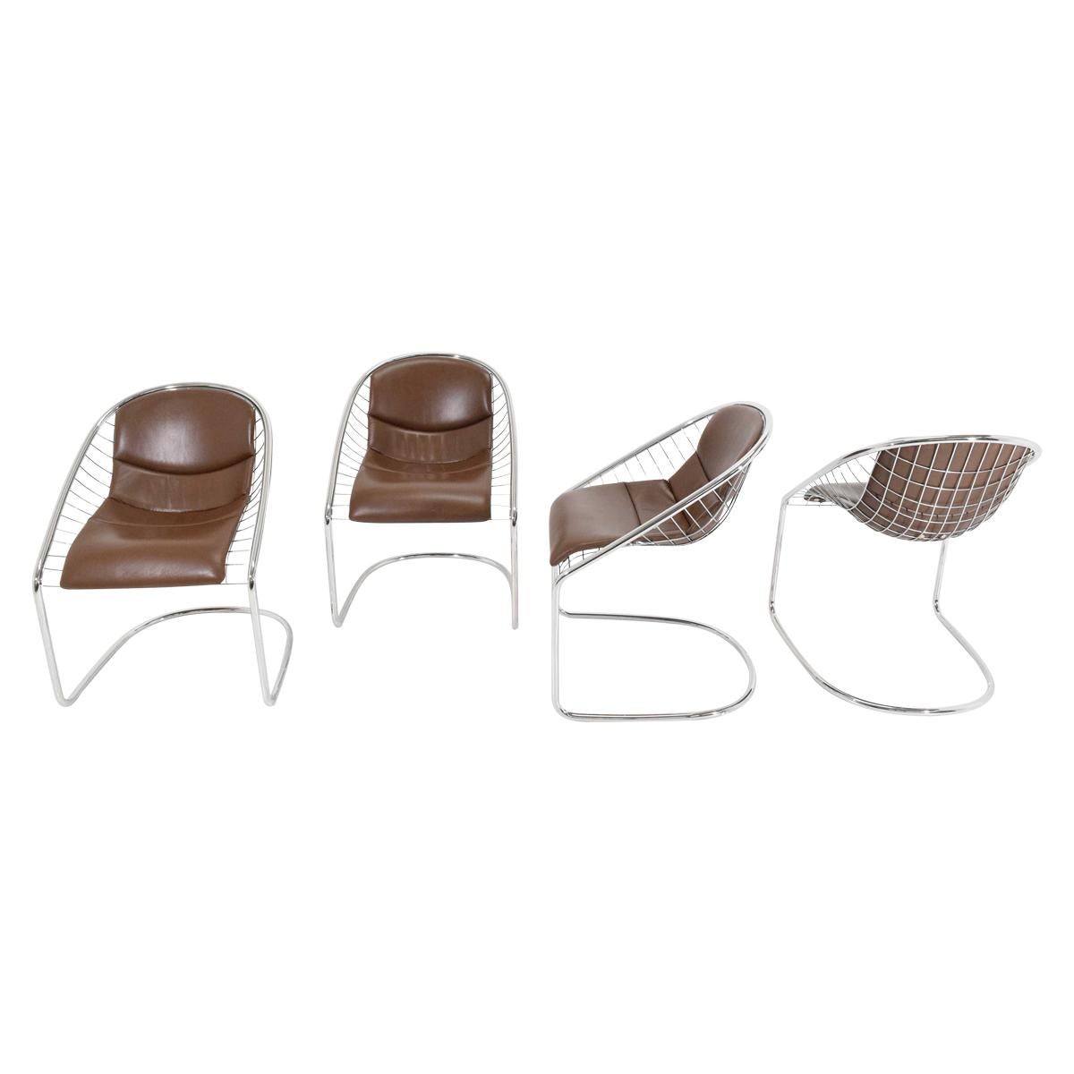 Minotti Chairs in Brown Leather by Gordon Guillaumier Cortina