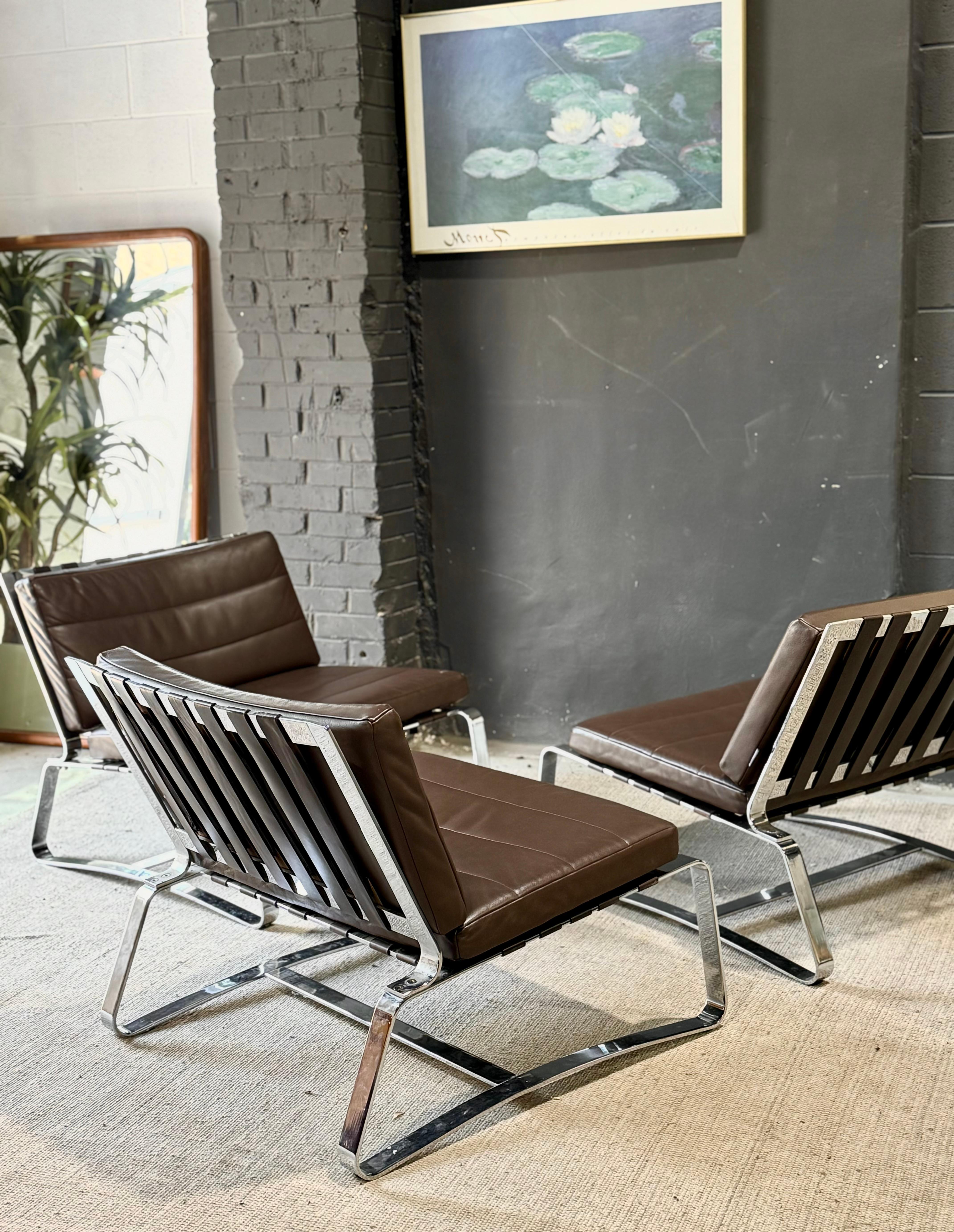 Minotti “Delaunay” Chrome & Leather Lounger For Sale 9
