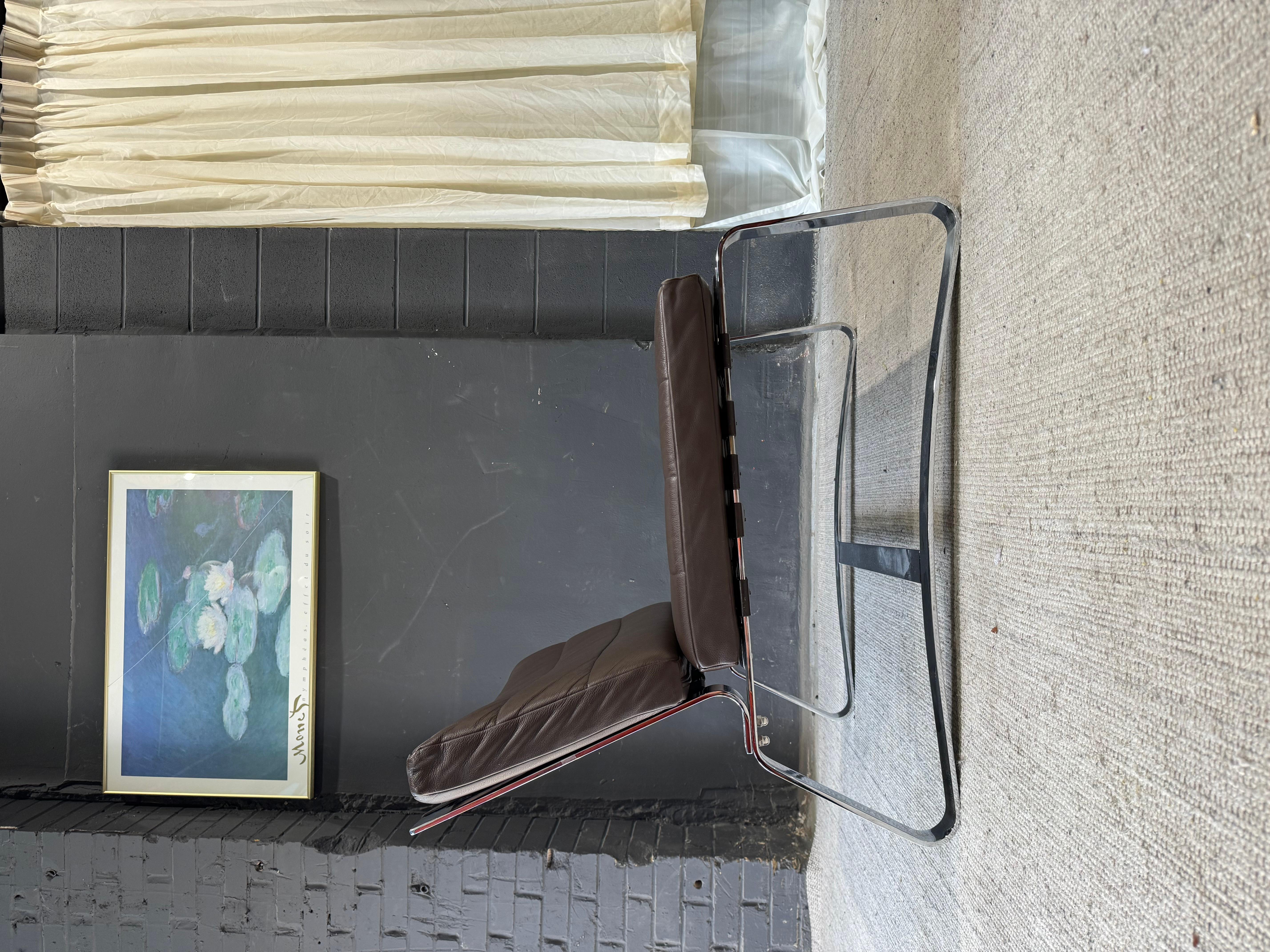 Minotti “Delaunay” Chrome & Leather Lounger For Sale 13