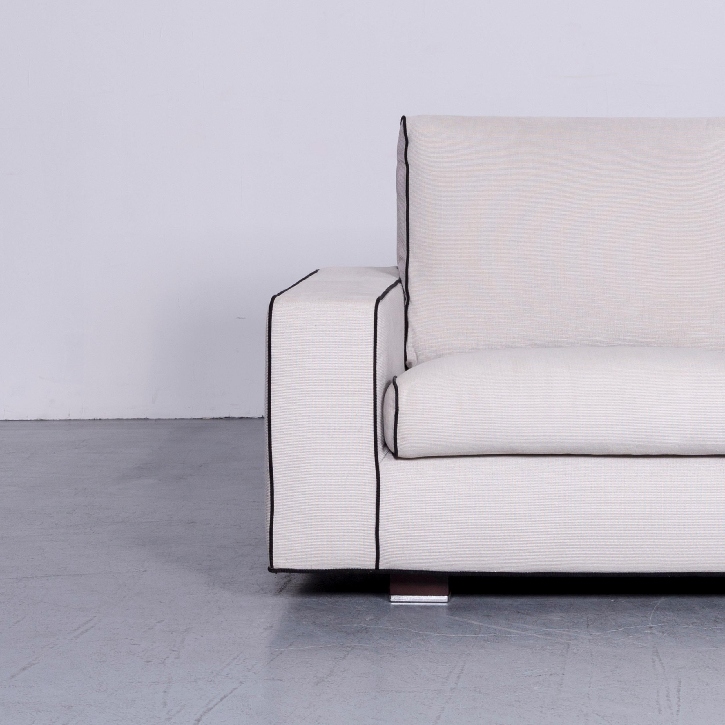 Italian Minotti Designer Fabric Sofa Grey Two-Seat Couch For Sale