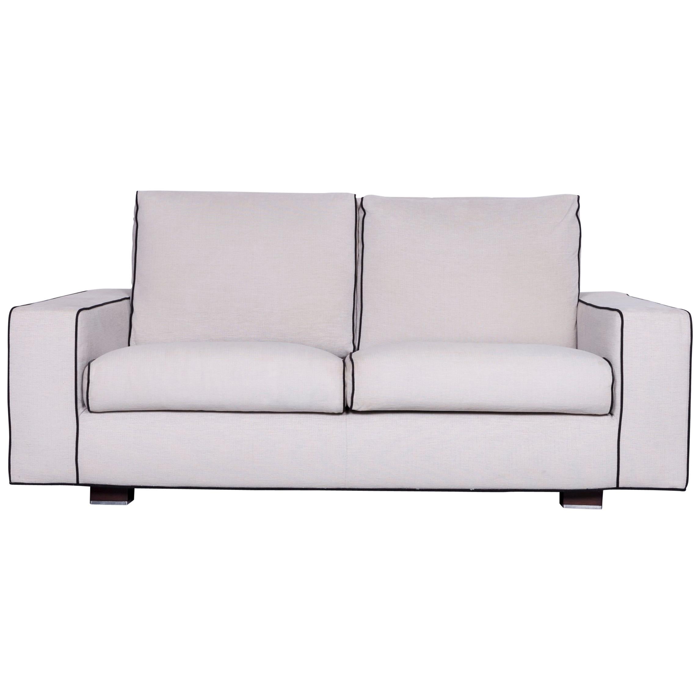 Minotti Designer Fabric Sofa Grey Two-Seat Couch For Sale
